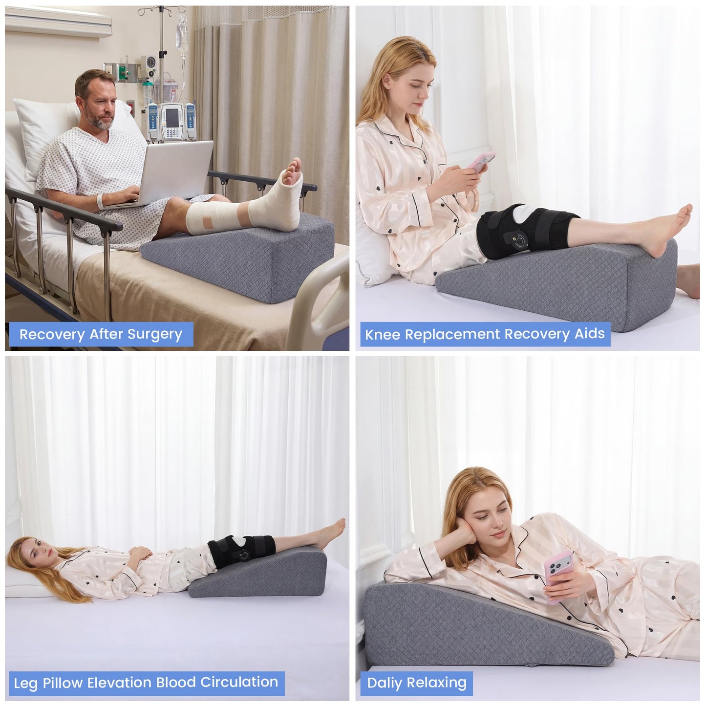 Hombys Health Leg Elevation Pillow for After Surgery – Knee, Hip & Ankle Recovery Support