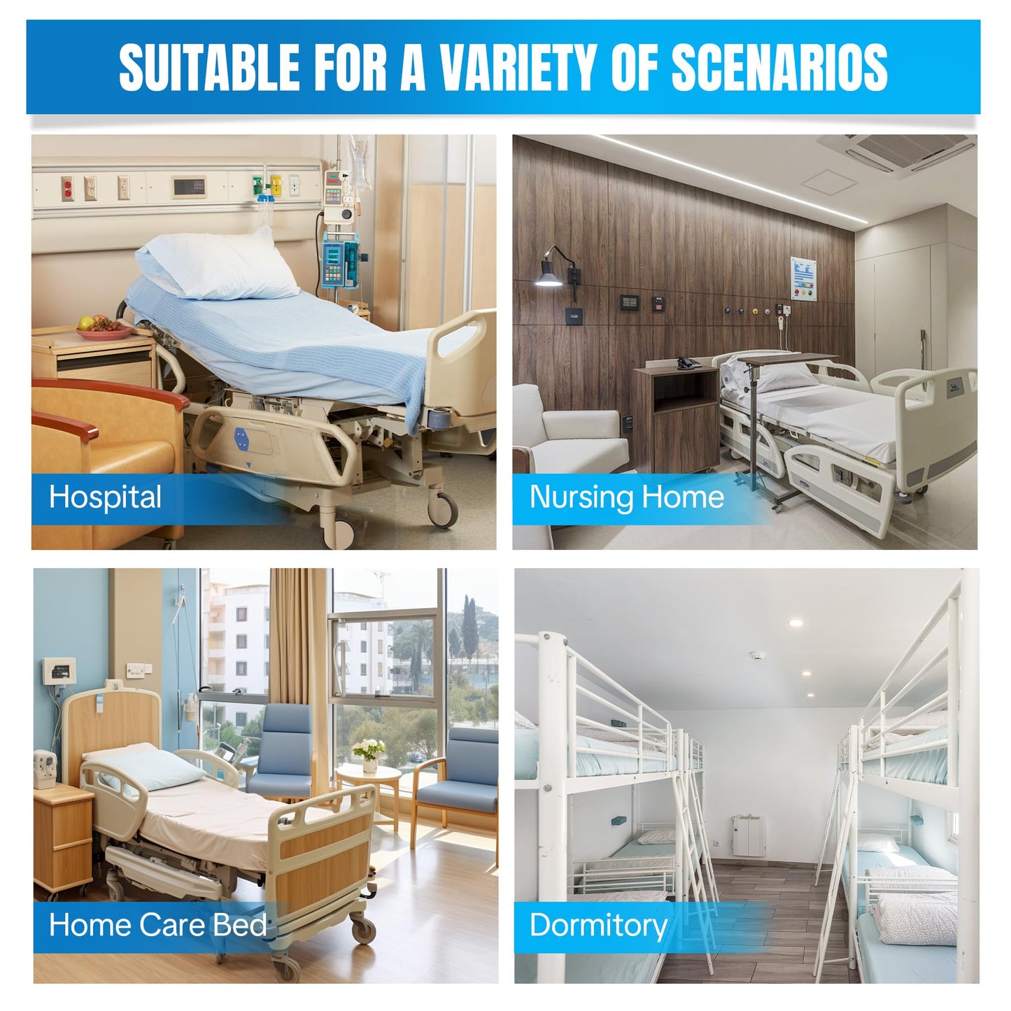 Hombys Health 6" Thickness 5-Zone Memory Foam Hospital Bed Mattress with Side Guards