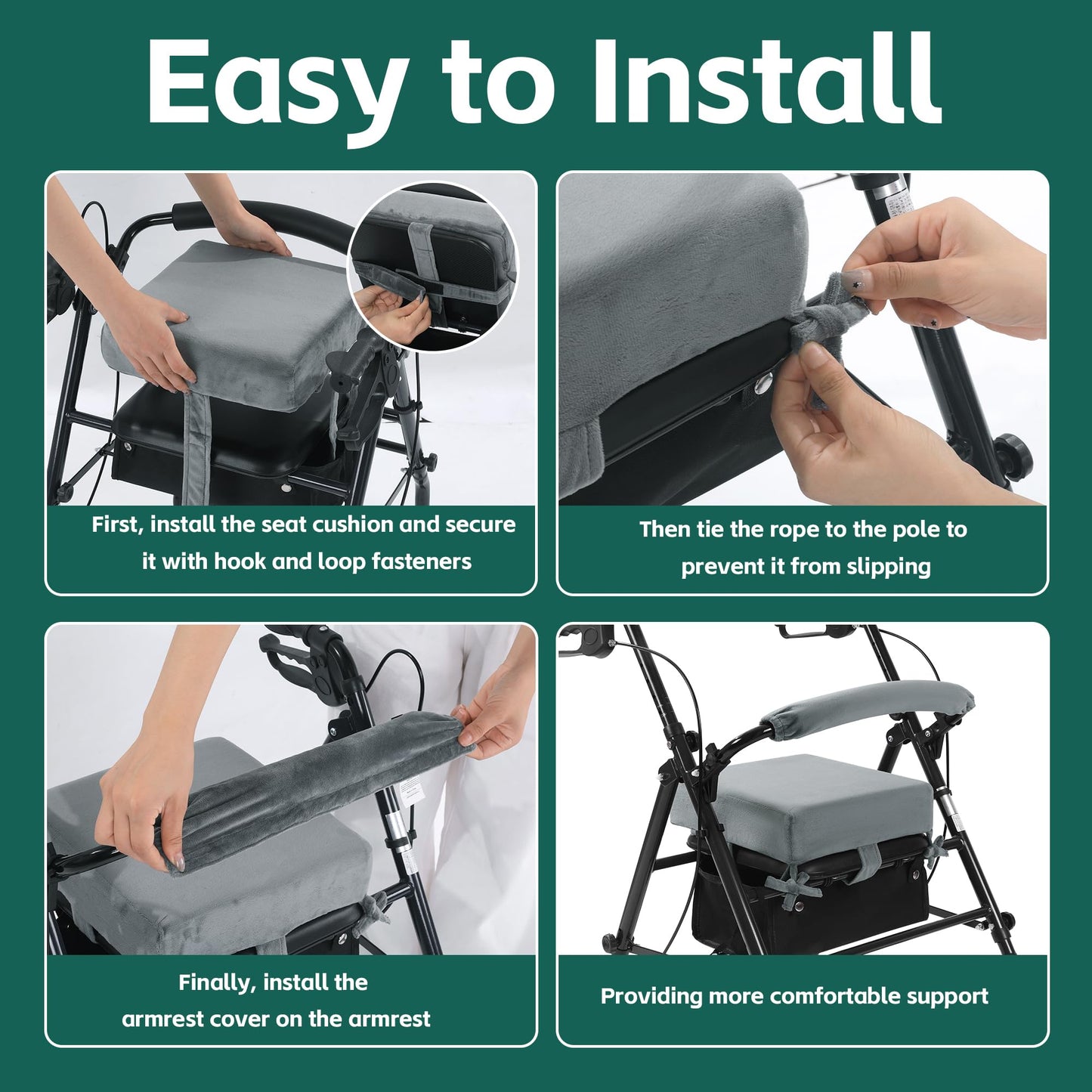 Hombys Health Non-Slip Rollator Walker Seat Cushion & Backrest Set