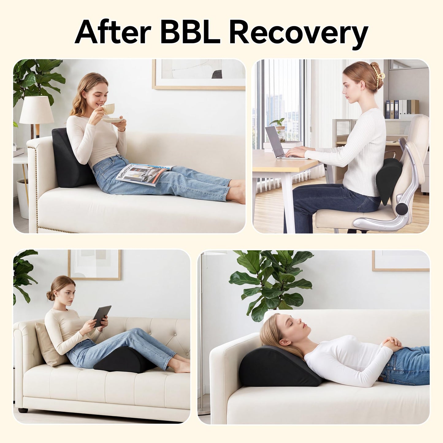 Hombys Health Adjustable BBL Pillow Set – For Brazilian Butt Lift Recovery – Customizable Fit with Strap, Zero Pressure on Hips During Sleep