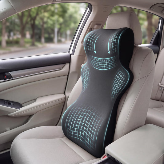 Car Headrest & Lumbar Support Pillow – One-Piece Neck & Back Cushion with Adjustable Straps