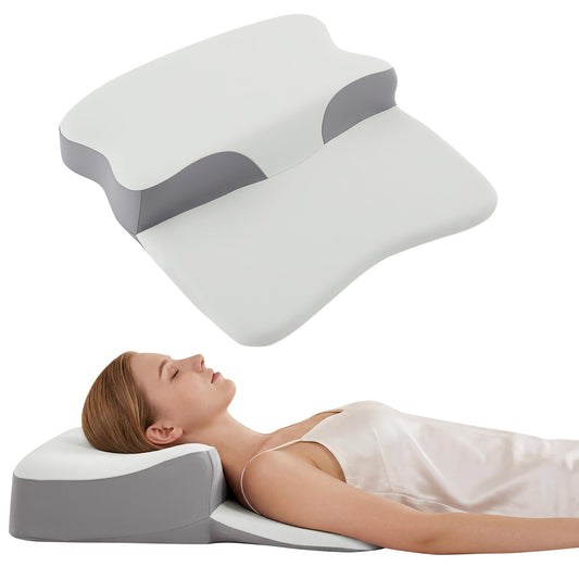 Neck Pillow for Neck Pain Relief - Cervical Memory Foam Pillow with Cooling Cover, Ergonomic Support for Back Sleepers
