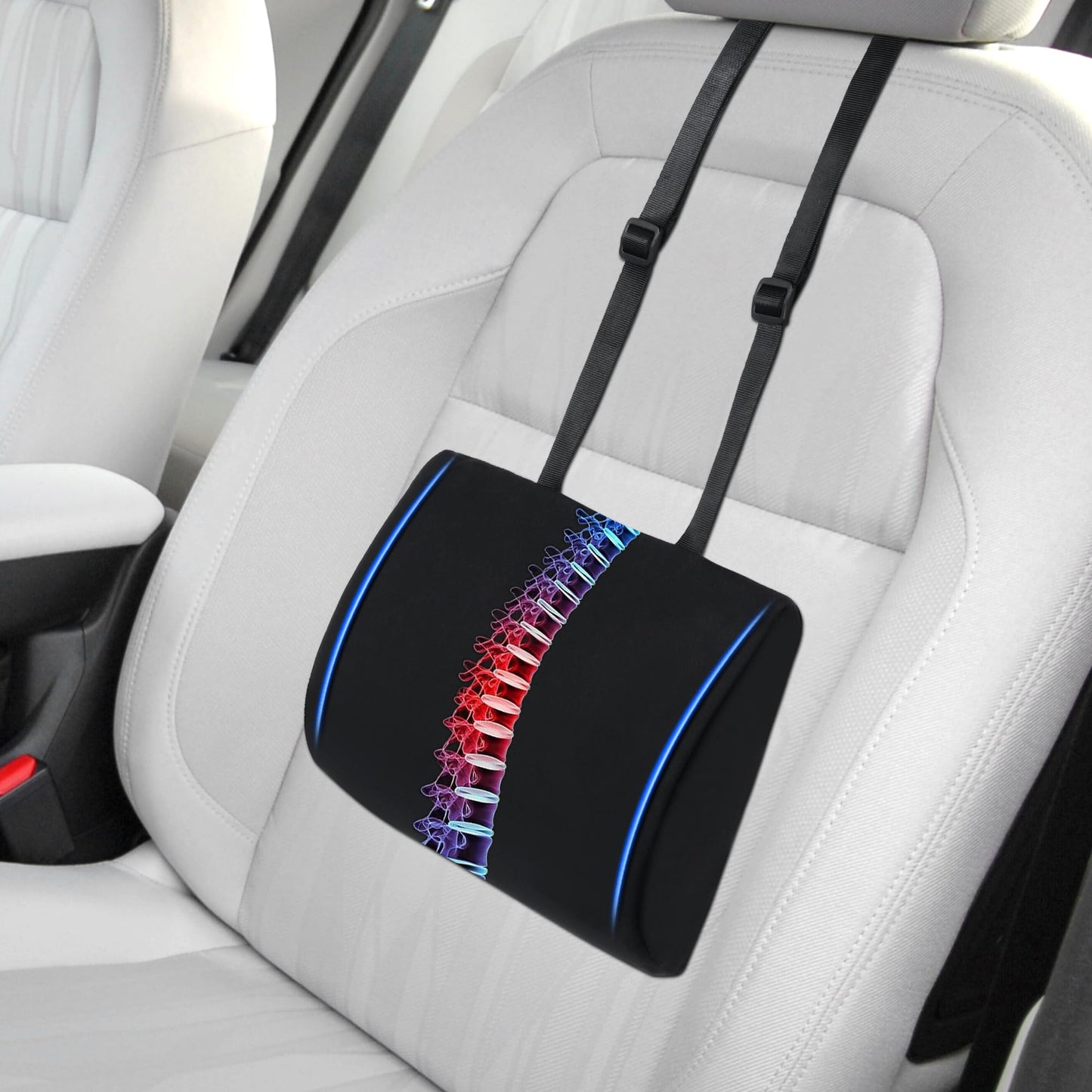 Lumbar Support Pillow for Car Seat – Ergonomic Back Cushion with Adjustable Straps