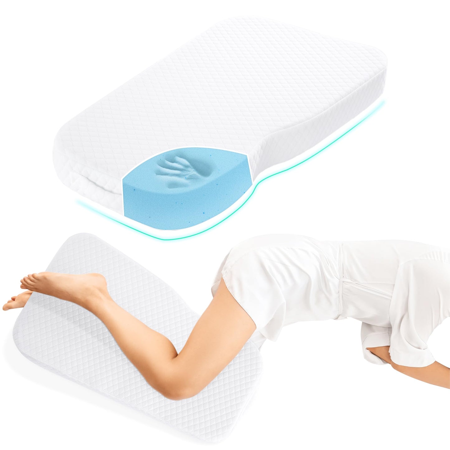 Hombys Health Knee Pillow for Side Sleepers – Memory Foam Leg Pillow for Body Alignment, Lower Back Pain Relief & Pregnancy Support