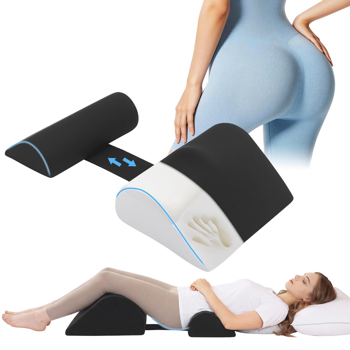 Hombys Health Adjustable BBL Pillow Set – For Brazilian Butt Lift Recovery – Customizable Fit with Strap, Zero Pressure on Hips During Sleep