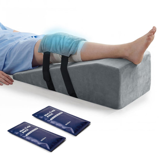 Hombys Health Leg Elevation Pillow – Post-Surgery Knee Replacement Support with 2 Cold Therapy Packs for Pain Relief, Swelling Reduction & Ankle Recovery