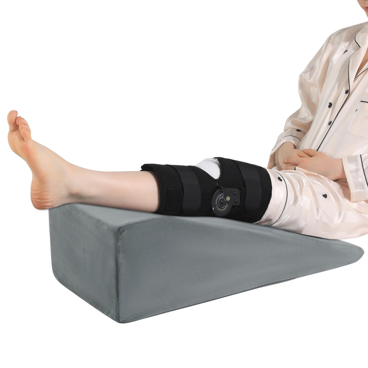 Hombys Health Leg Elevation Pillow – Post Surgery Knee Recovery Support with Handle, Leg Lifter for Blood Circulation & Knee Replacement Recovery, Hip, Foot & Ankle Support