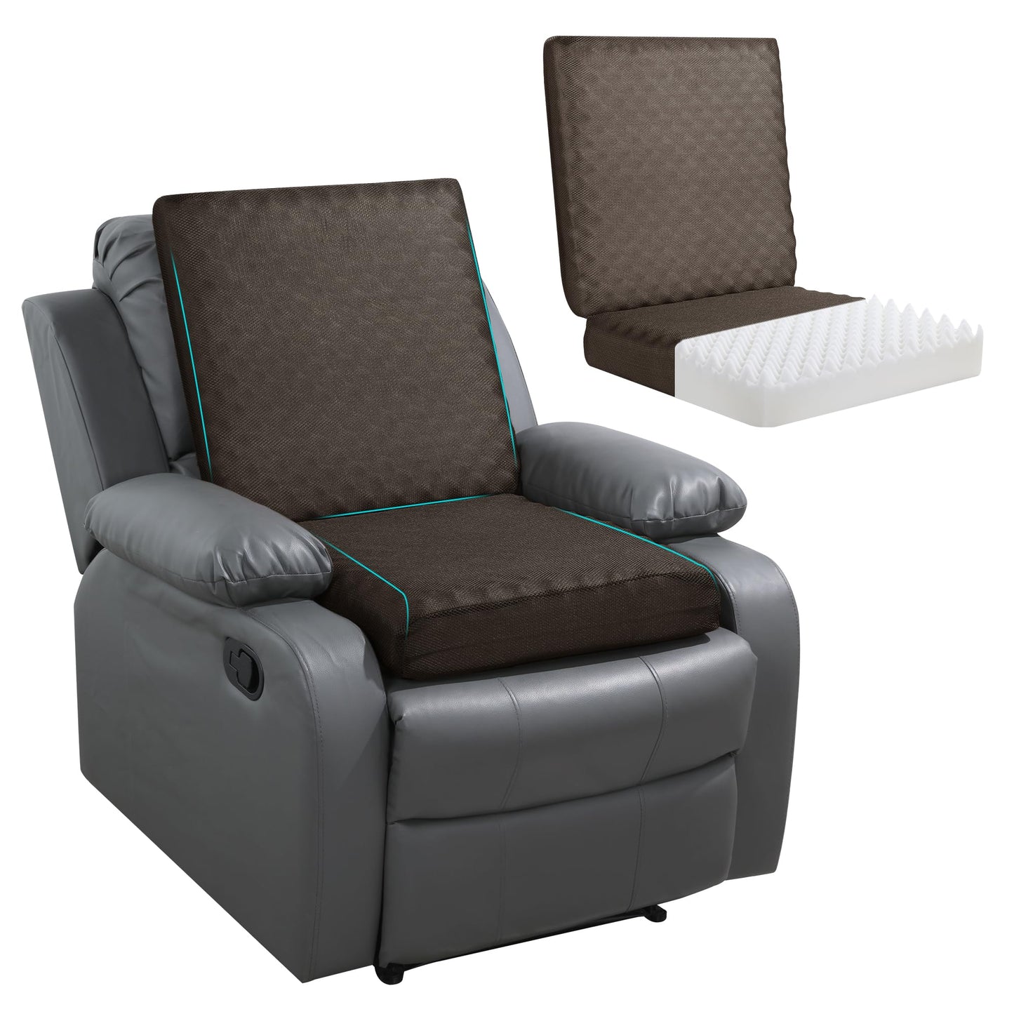 Hombys Health Recliner Cushion for Long Sitting – Extra Large Non‑Slip Seat Cushion with Back Support