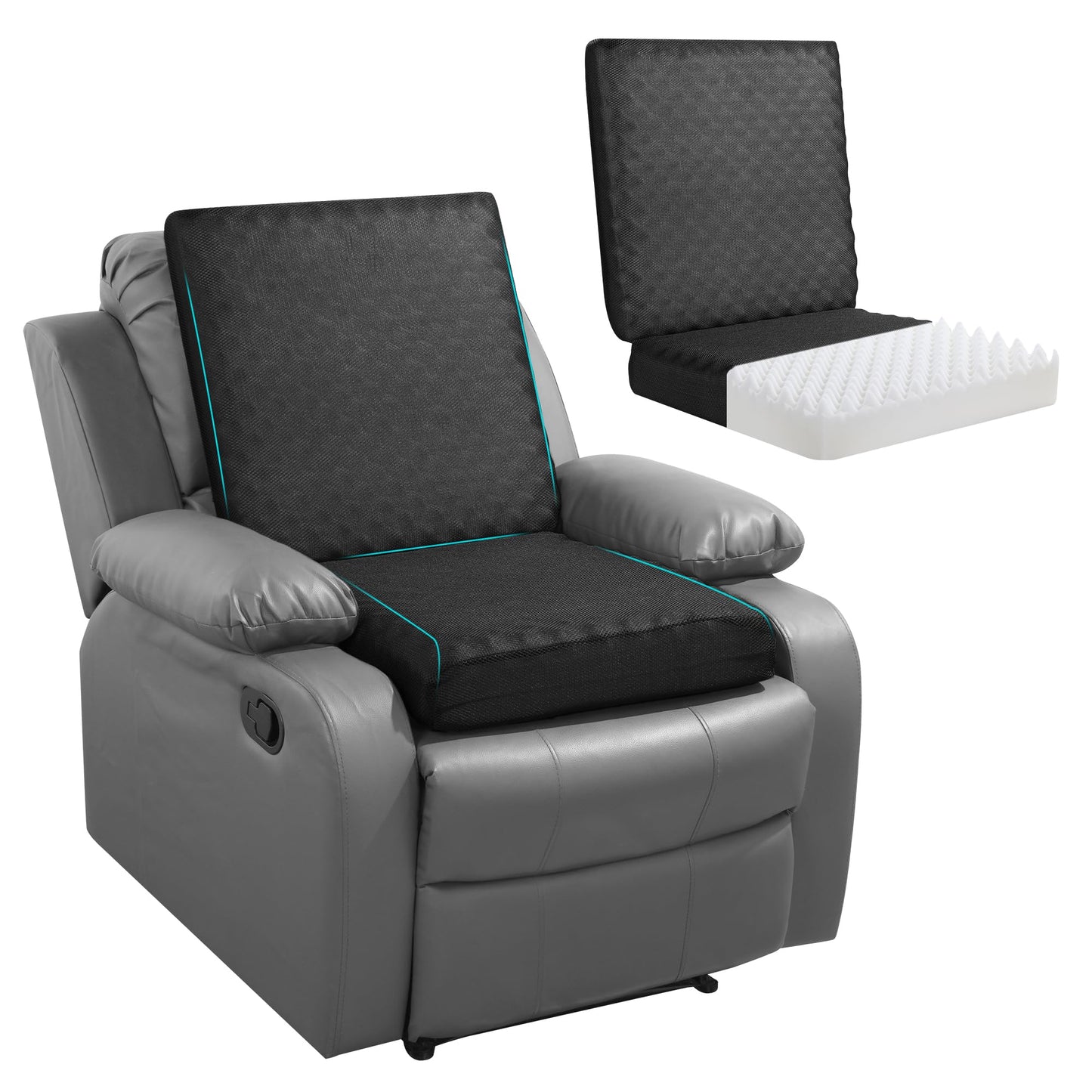 Hombys Health Recliner Cushion for Long Sitting – Extra Large Non‑Slip Seat Cushion with Back Support