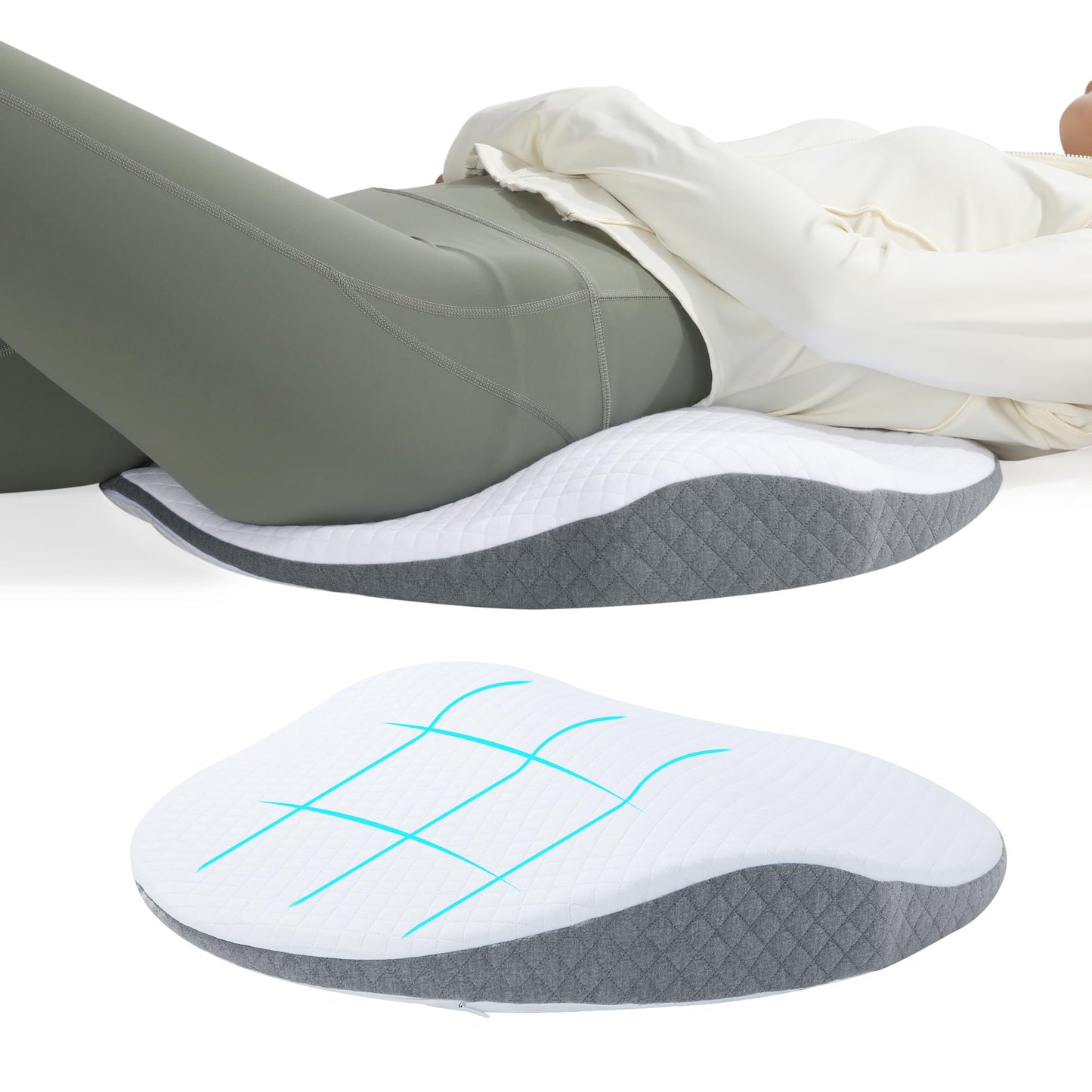 Hombys Health Memory Foam Lumbar Support Pillow for Bed