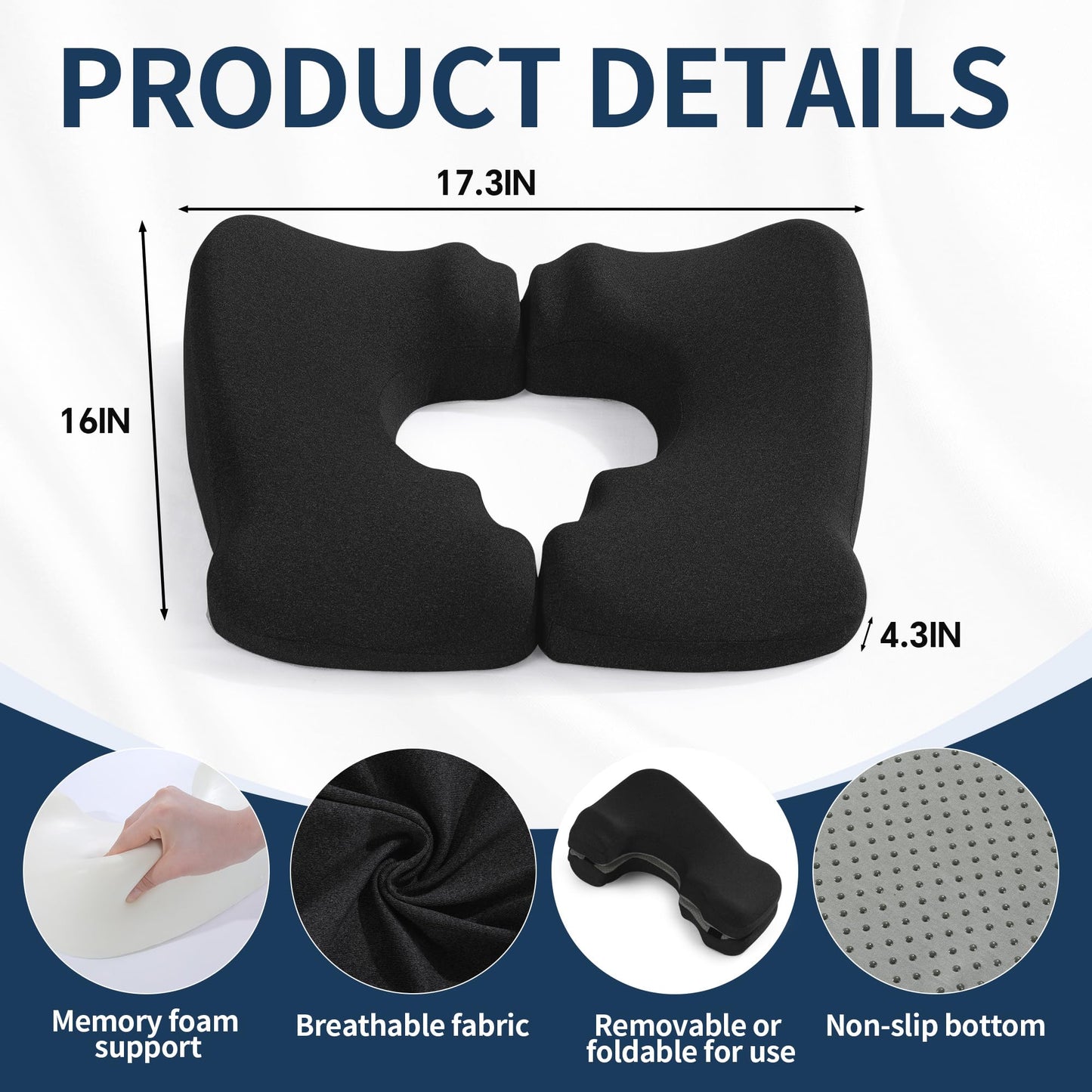 Hombys Health Memory Foam Bed Sore Cushion for Butt