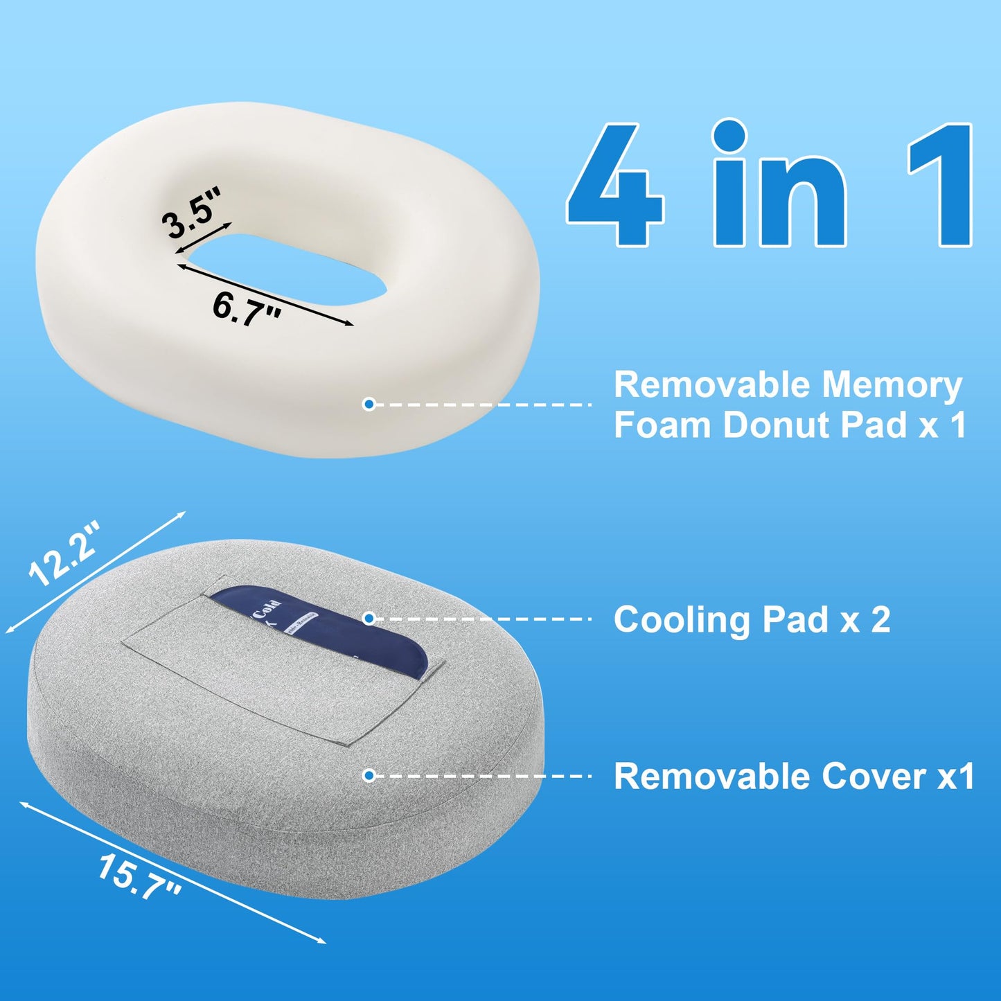 Hombys Health Cooling Donut Pillow with Hot & Cold Therapy Packs
