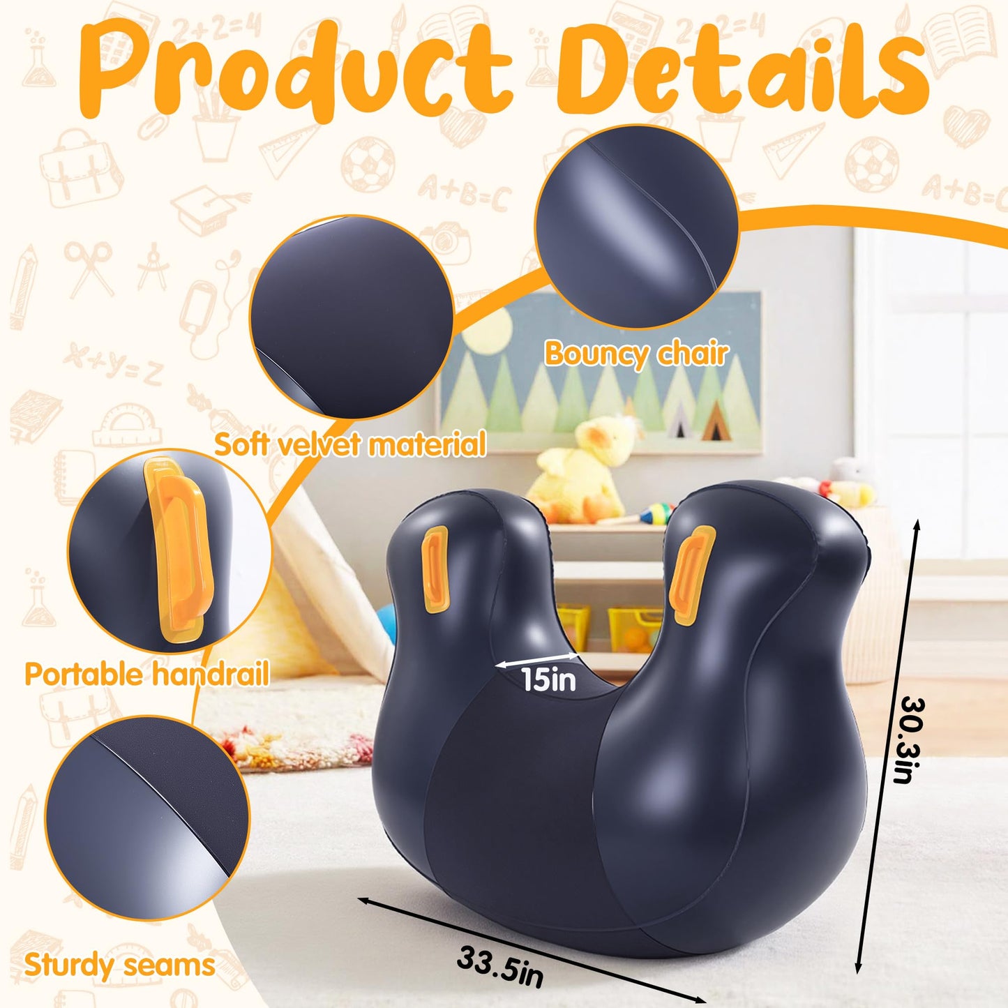 Inflatable Sensory Chair for Kids - Calming Compression Seat for Sensory Support, Durable Squeeze Chair for Special Needs Children