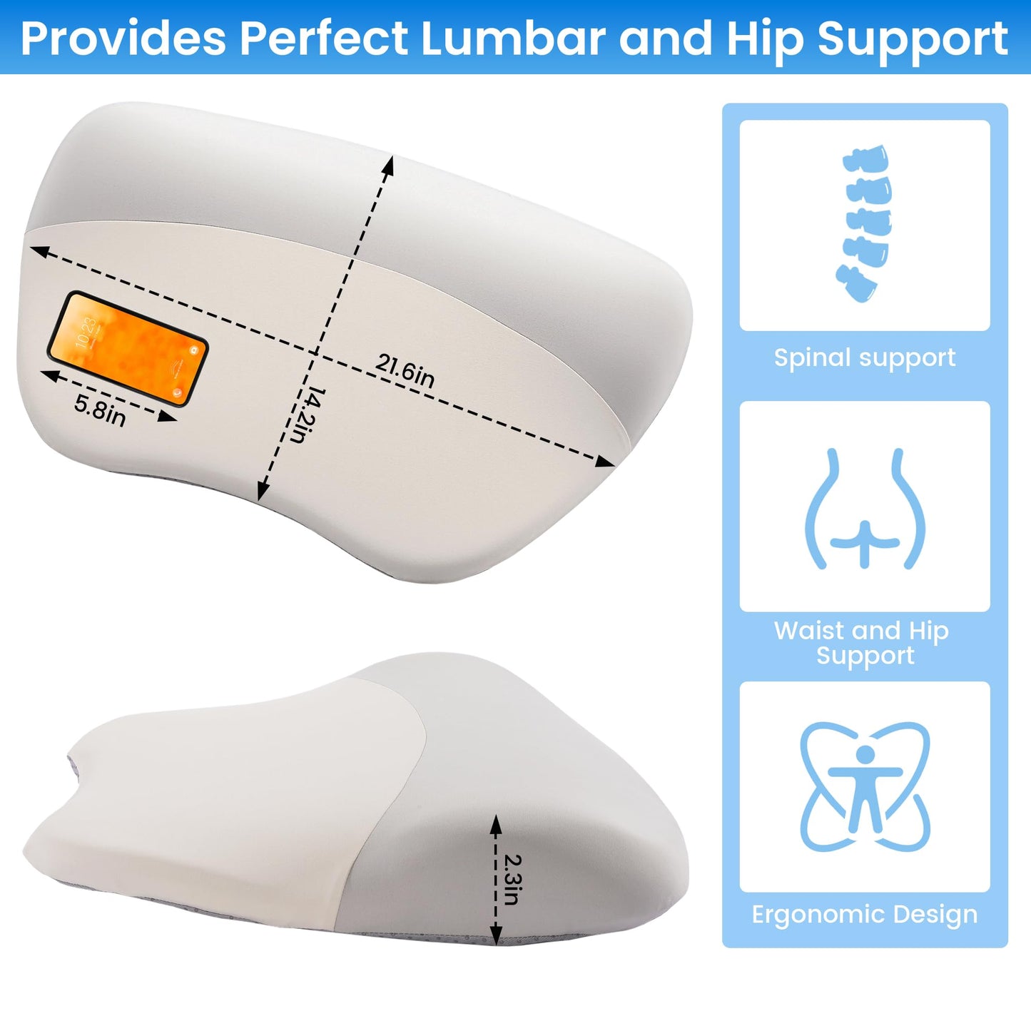 Hombys Health Memory Foam Lumbar Pillow for Bed