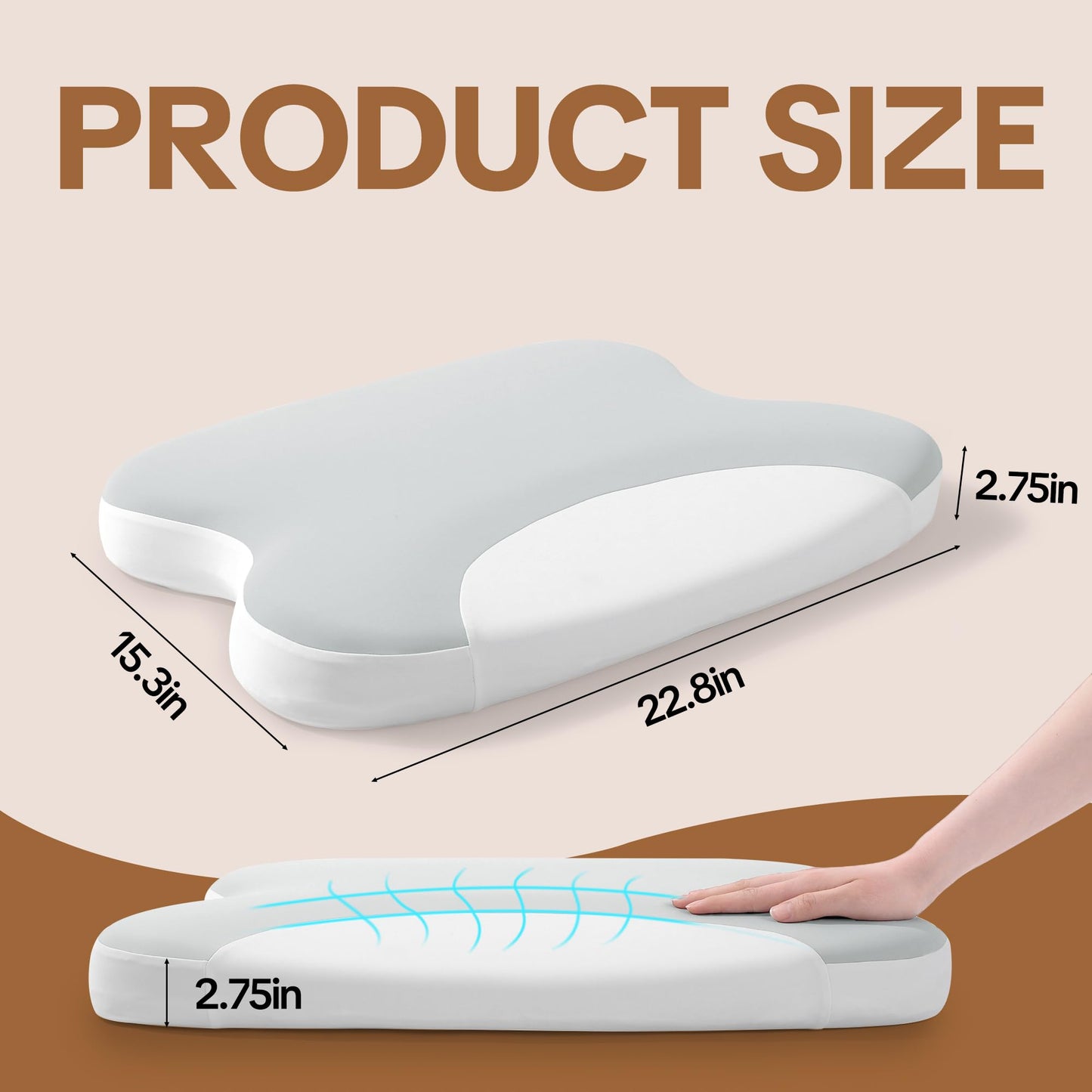 Pillow for Stomach Sleepers - Memory Foam Belly Sleeper Pillow for Neck Pain Relief, Ergonomic Thin Pillow with Washable Cover