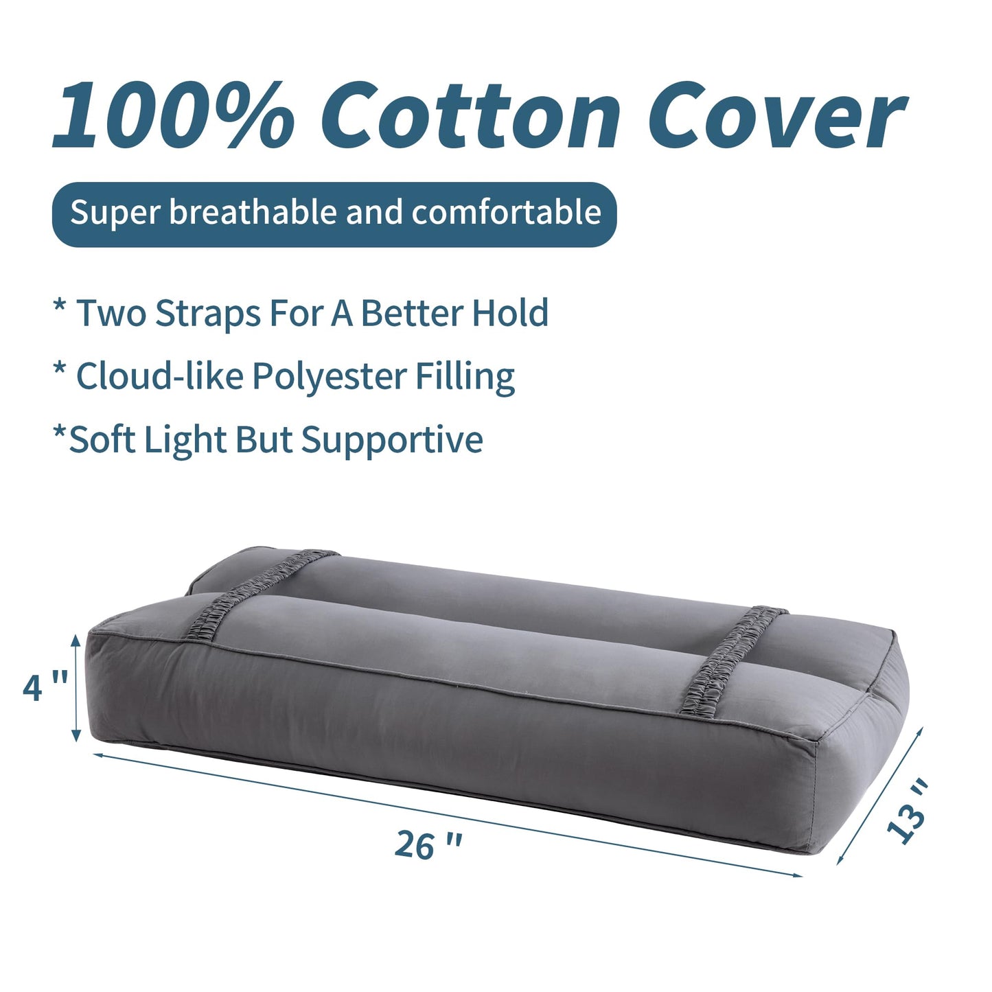 Hombys Health Knee Pillow for Side Sleepers – 4" Height Leg Support Pillow with Elastic Straps, Cotton Cover for Spine Alignment, Hip Pressure Relief & Lower Back Support