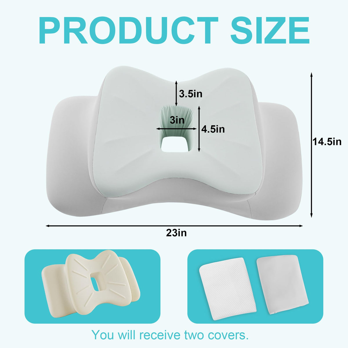 Hombys Health Ergonomic Ear Piercing Pillow for Side Sleeping – Memory Foam Ear Piercing Pillow, Large Ear Hole for Ear Pain & CNH Relief, Washable Cover