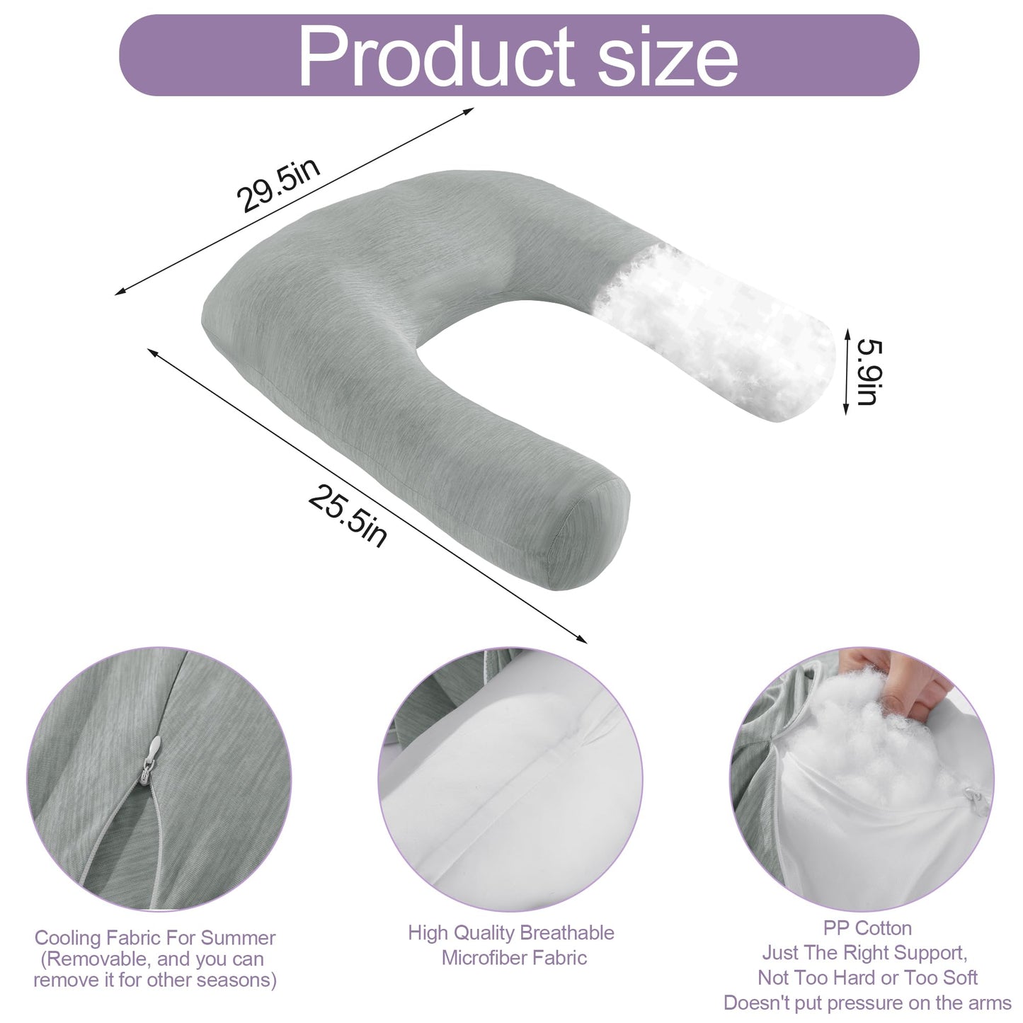 Hombys Health Cooling U-Shaped Body Pillow for Neck & Shoulder Support