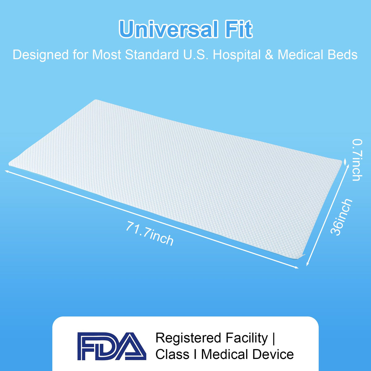Hombys Health Bed Sore Prevention Pad – Gel Grid Pressure Relief Mattress Topper with Breathable Cover for Hospital Bed, 71.7 × 36 in