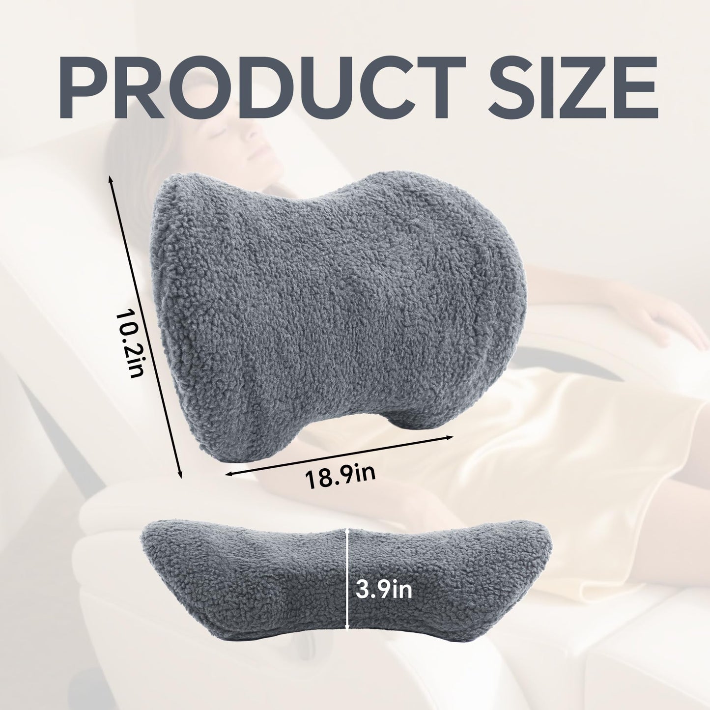 Lumbar Support Pillow – Sherpa Memory Foam Back Cushion with Washable Cover for Couch, Office Chair & Car