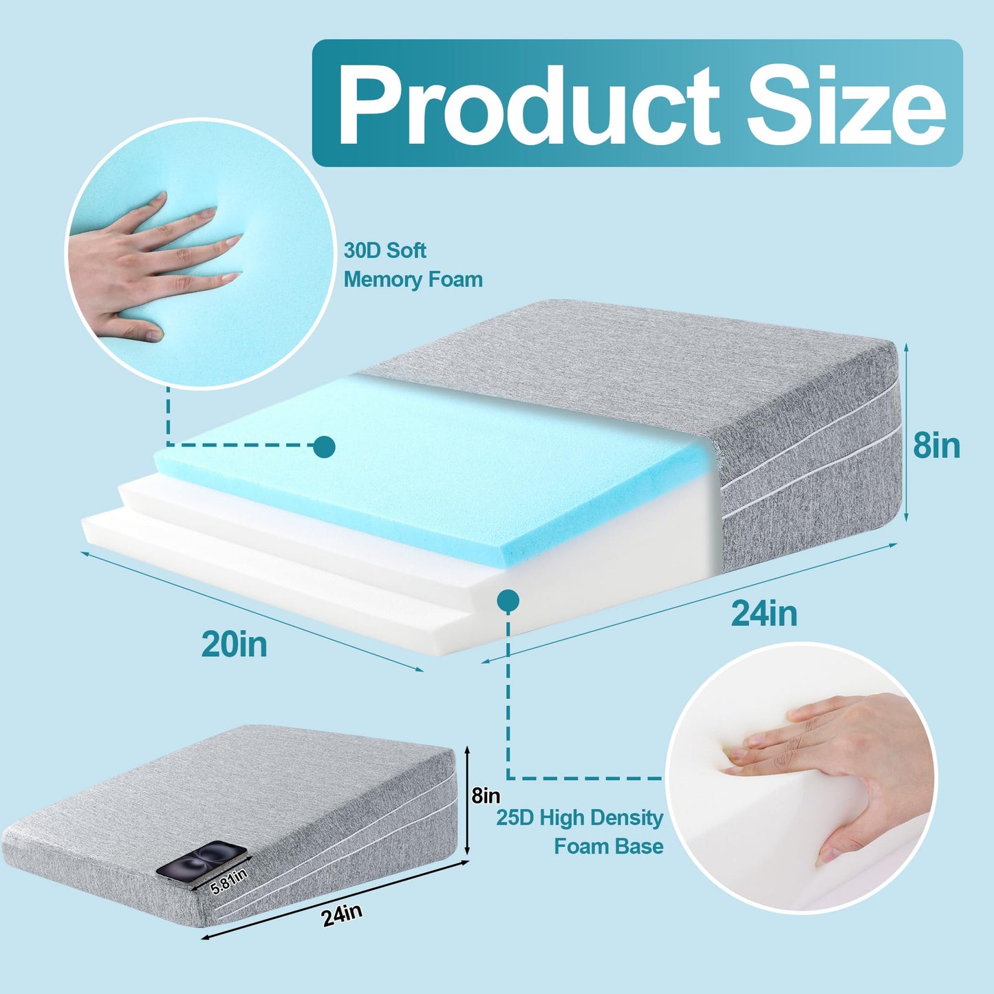 Hombys Health Adjustable Bed Wedge Pillow
