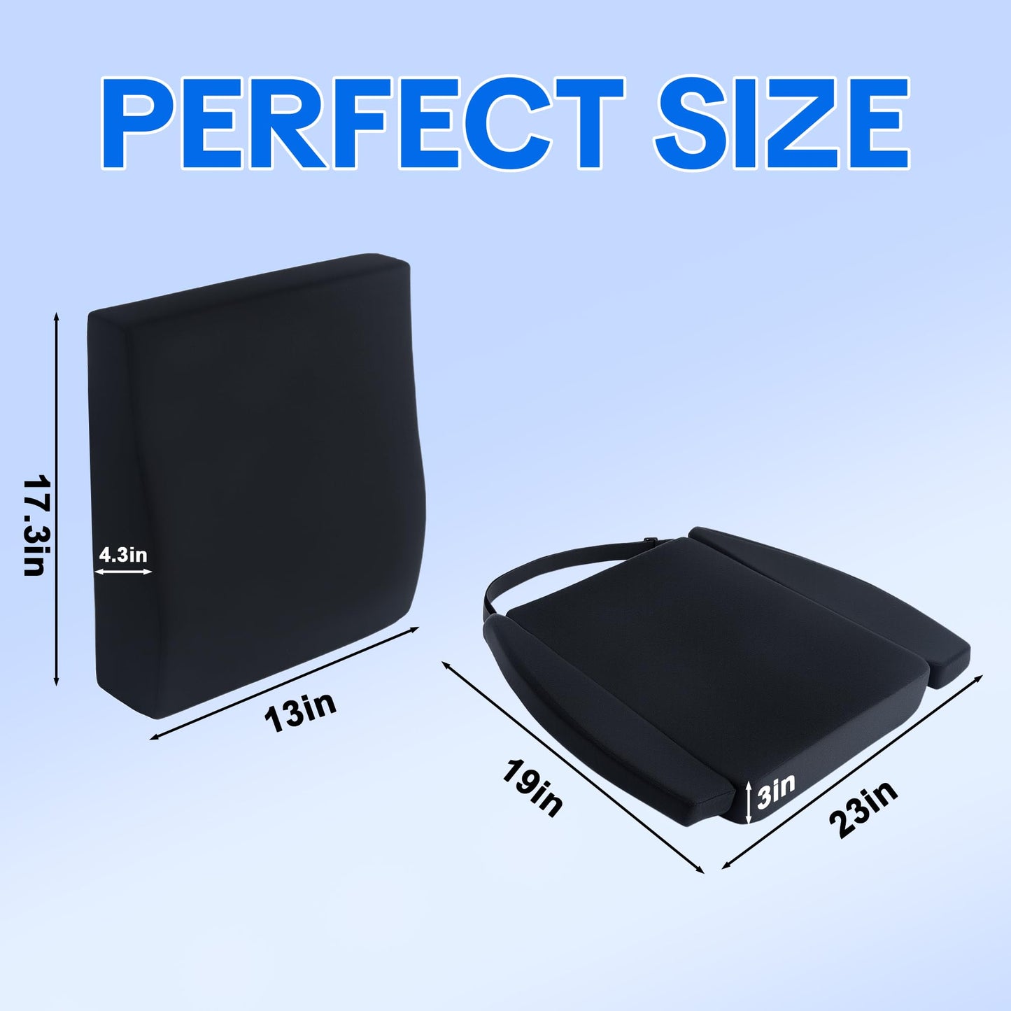 Gaming Chair Cushion Set – Memory Foam Seat Cushion & Lumbar Support Pillow with Anti-Slip Bottom for Gaming Chair, Office Chair, Car & Couch