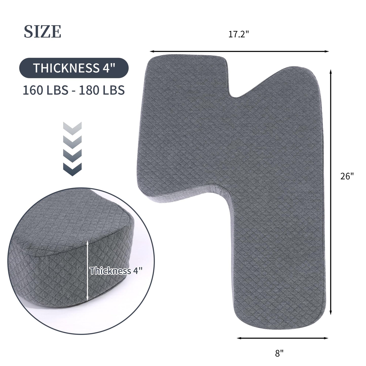 Hombys Health Knee Pillow for Side Sleepers – 4" Thick Memory Foam Leg Pillow with Z-Shaped Design, Spine Alignment & Pressure Relief Support