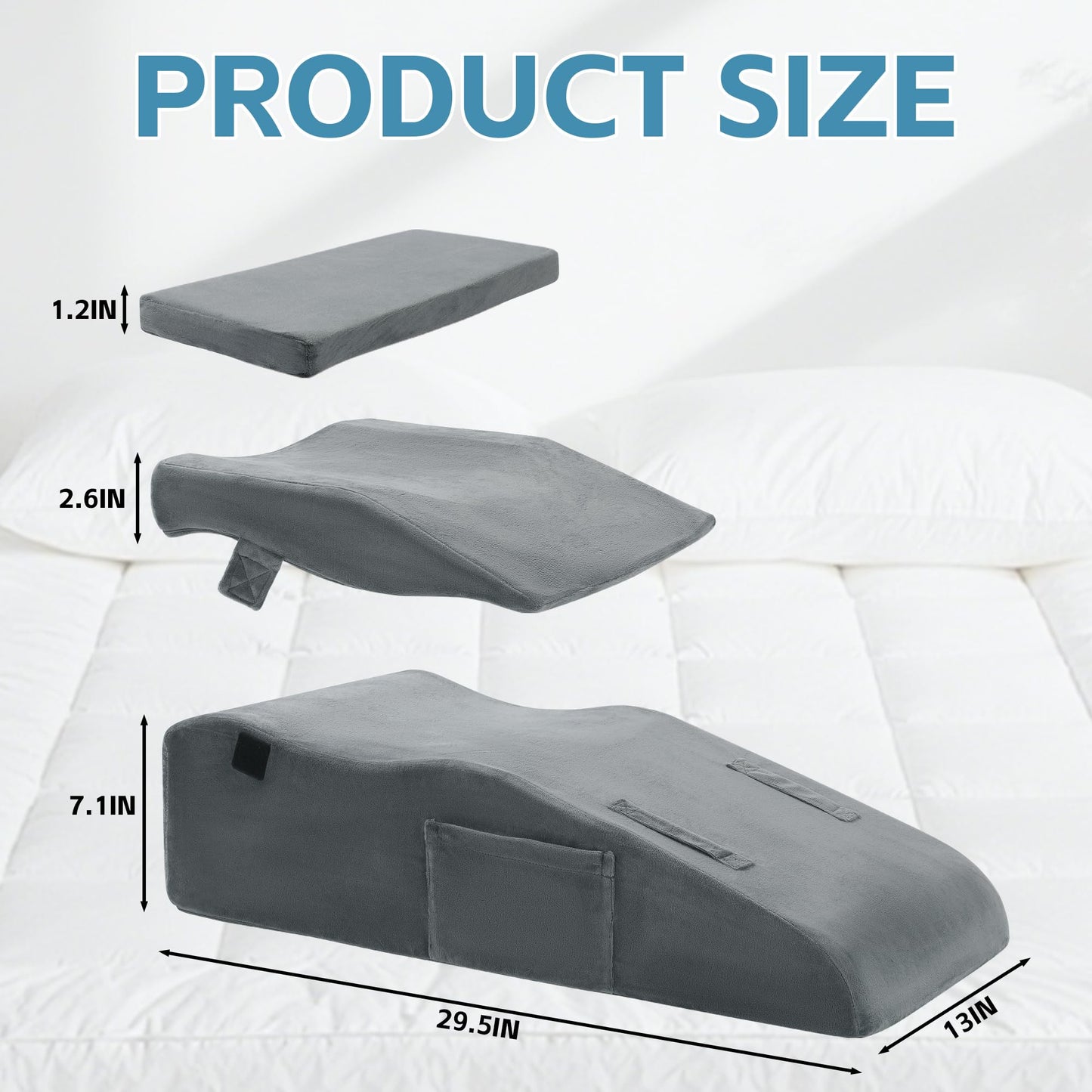 Hombys Health Adjustable Leg Elevation Pillow – Height Adjustable Wedge Support for Knee Replacement Recovery, After Surgery Relief & Easy Washable Cover