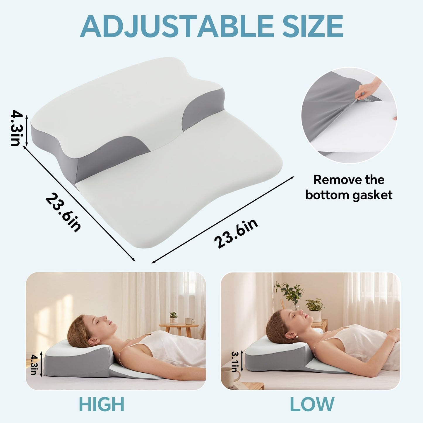 Neck Pillow for Neck Pain Relief - Cervical Memory Foam Pillow with Cooling Cover, Ergonomic Support for Back Sleepers