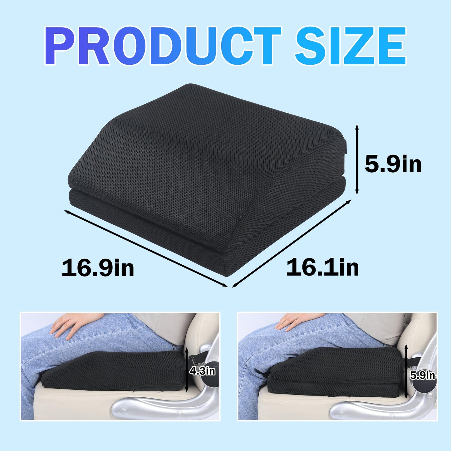 Hombys Health Hip Replacement Recovery Cushion – Adjustable Memory Foam Post Surgery Support with Strap & Anti-Slip Bottom for Comfortable Long Sitting