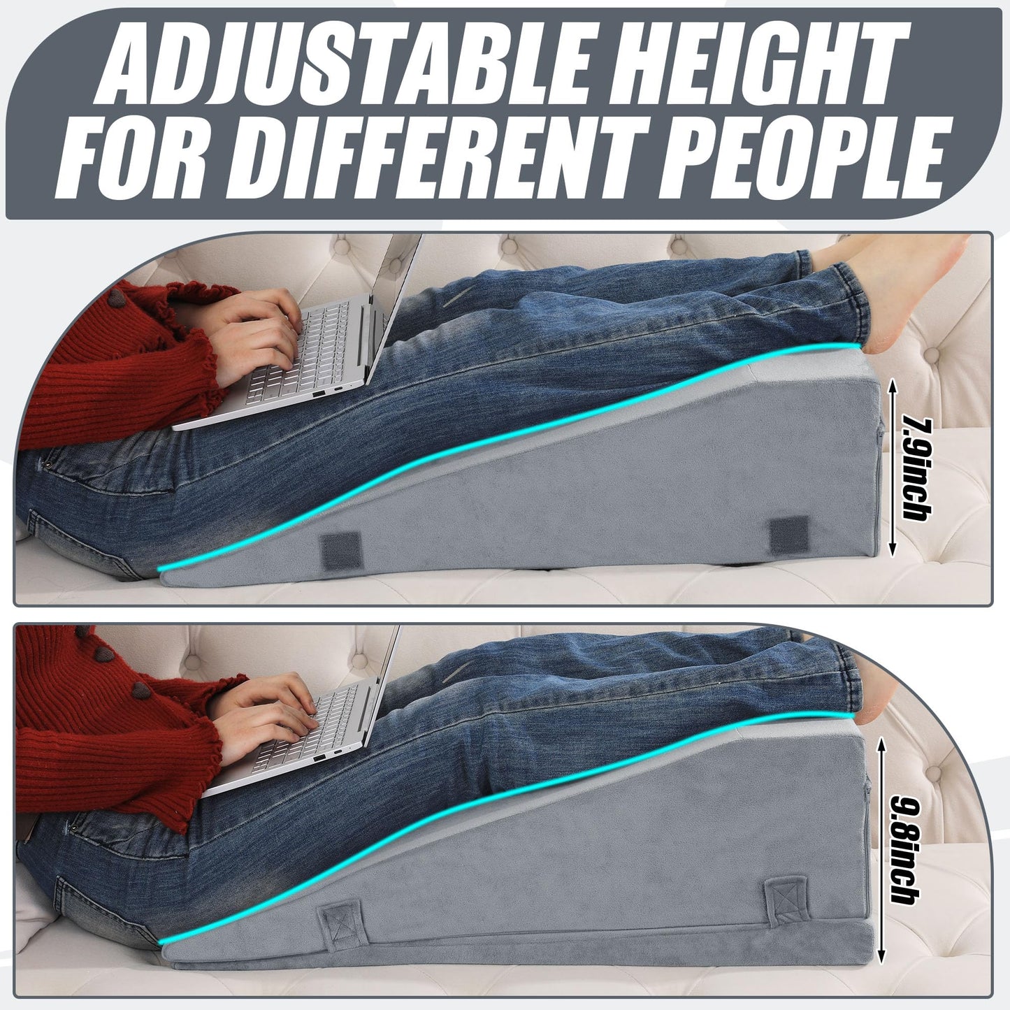 Hombys Health Leg Elevation Pillow – Adjustable Two Heights for Knee & Hip Recovery, Keeps Your Leg Above Heart Level