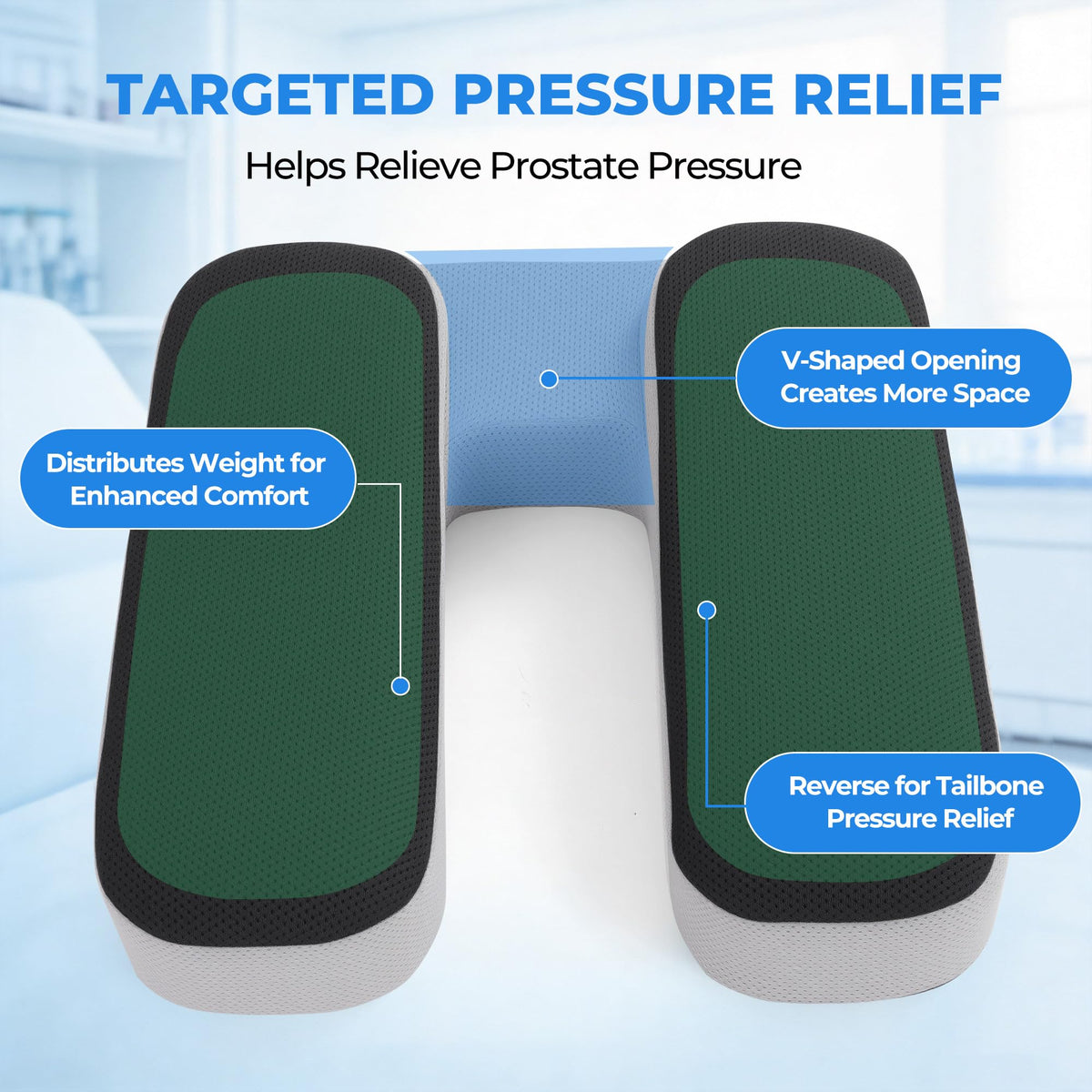 Hombys Health Prostate Cushion for Men – V-Shaped Ergonomic Seat Cushion, Tailbone, Hemorrhoid & Pressure Relief Pillow with Non-Slip Bottom