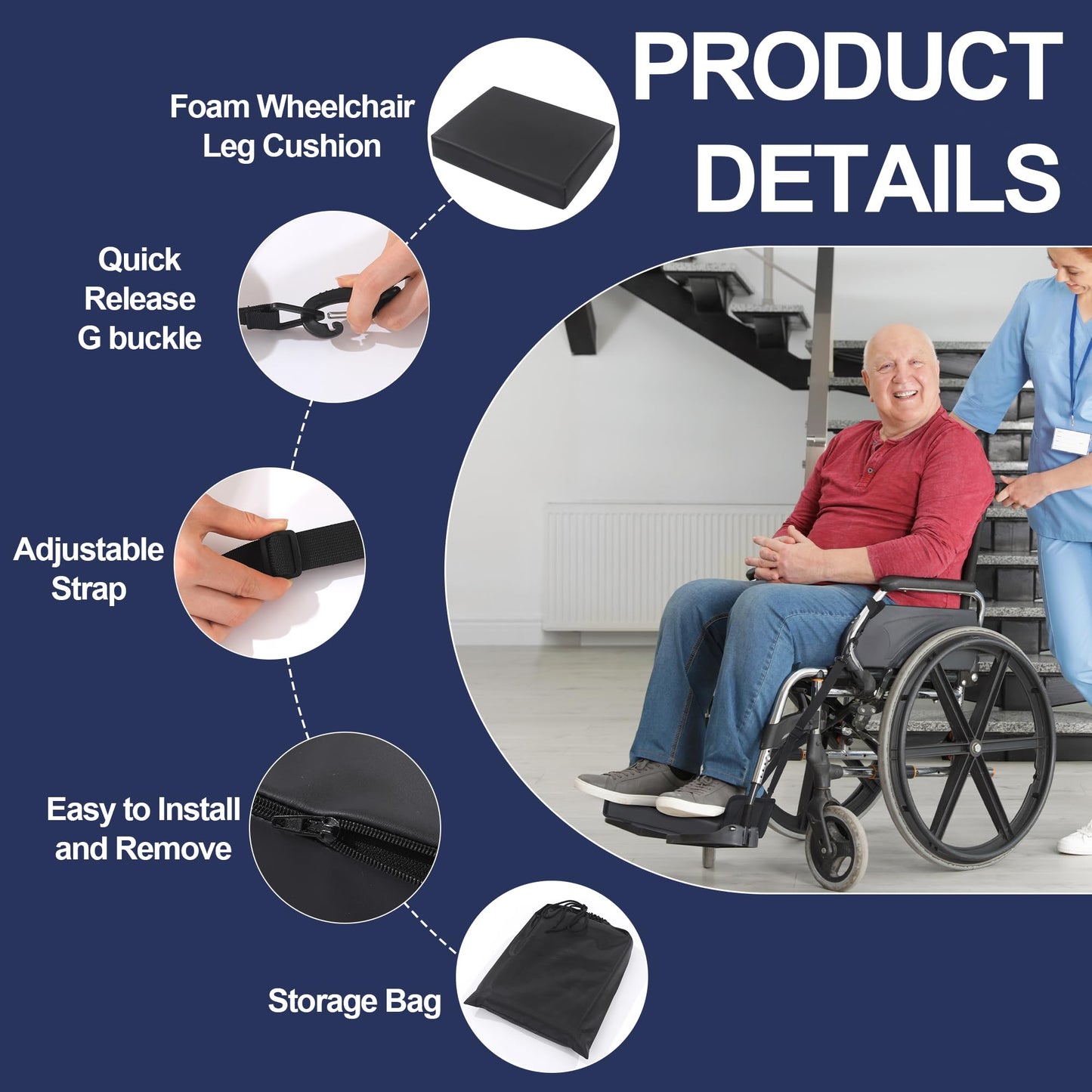 Hombys Health Wheelchair Foot Rest Hammock with Memory Foam Pad
