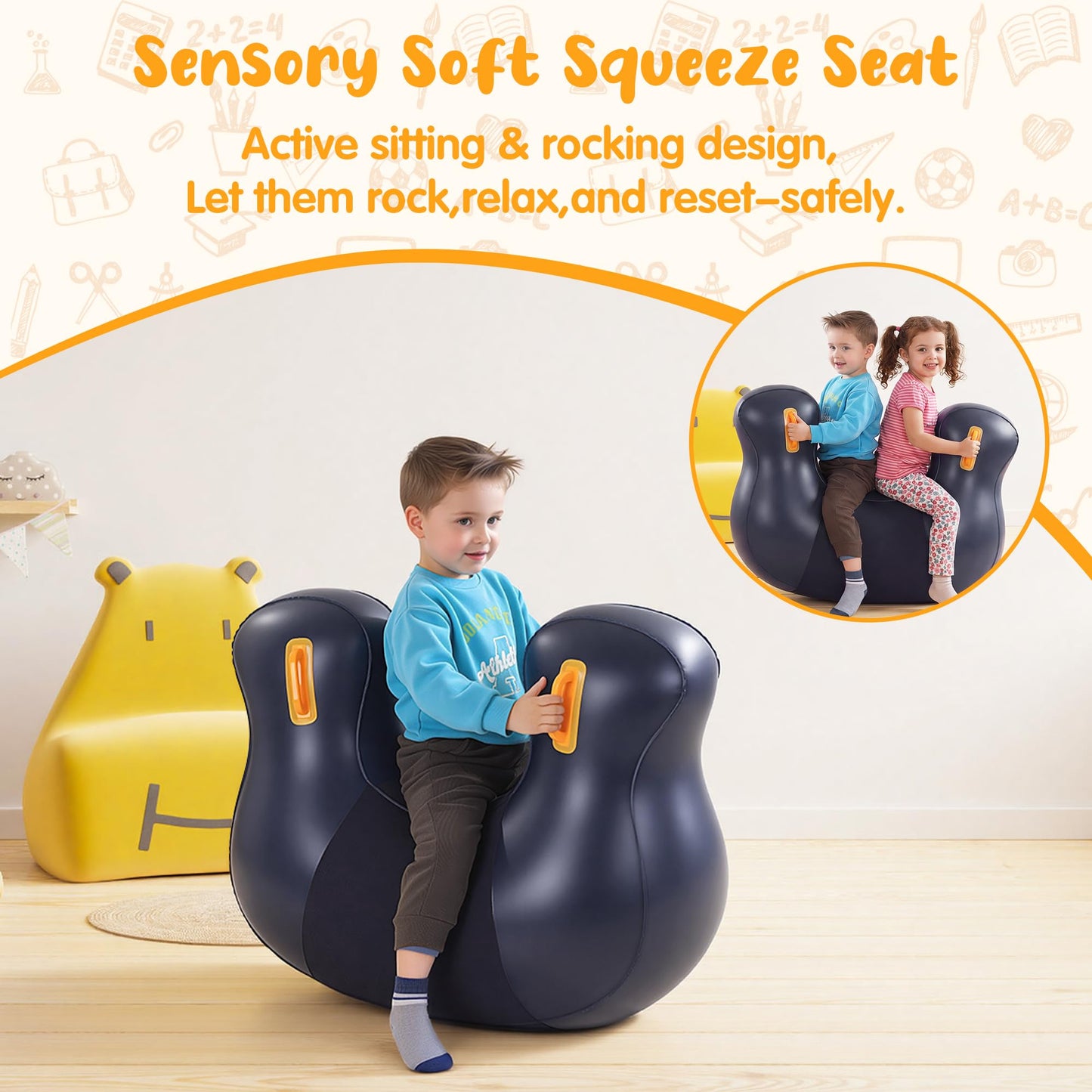 Inflatable Sensory Chair for Kids - Calming Compression Seat for Sensory Support, Durable Squeeze Chair for Special Needs Children