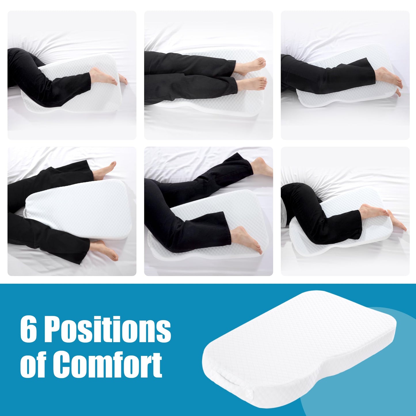 Hombys Health Knee Pillow for Side Sleepers – Memory Foam Leg Pillow for Body Alignment, Lower Back Pain Relief & Pregnancy Support