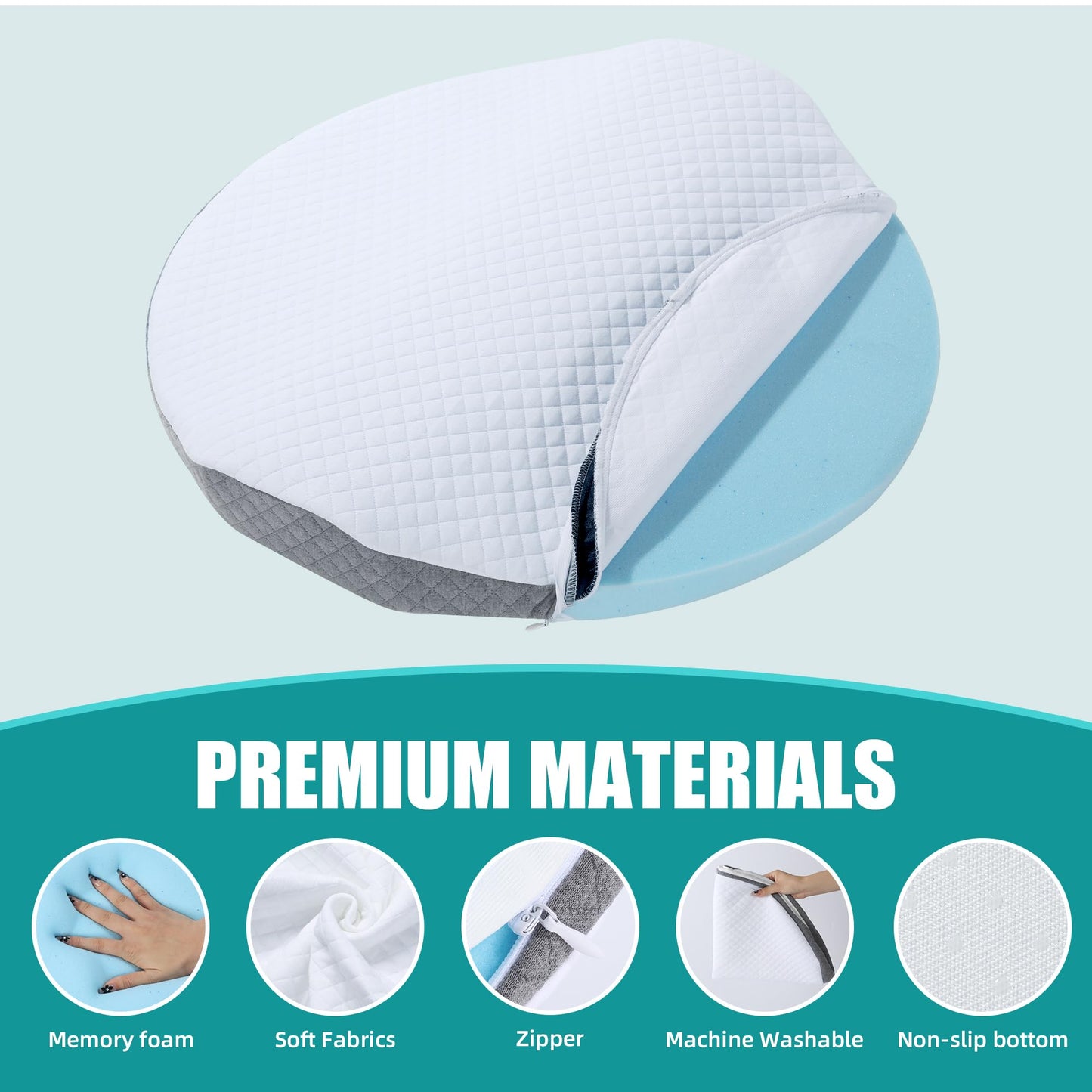 Hombys Health Memory Foam Lumbar Support Pillow for Bed