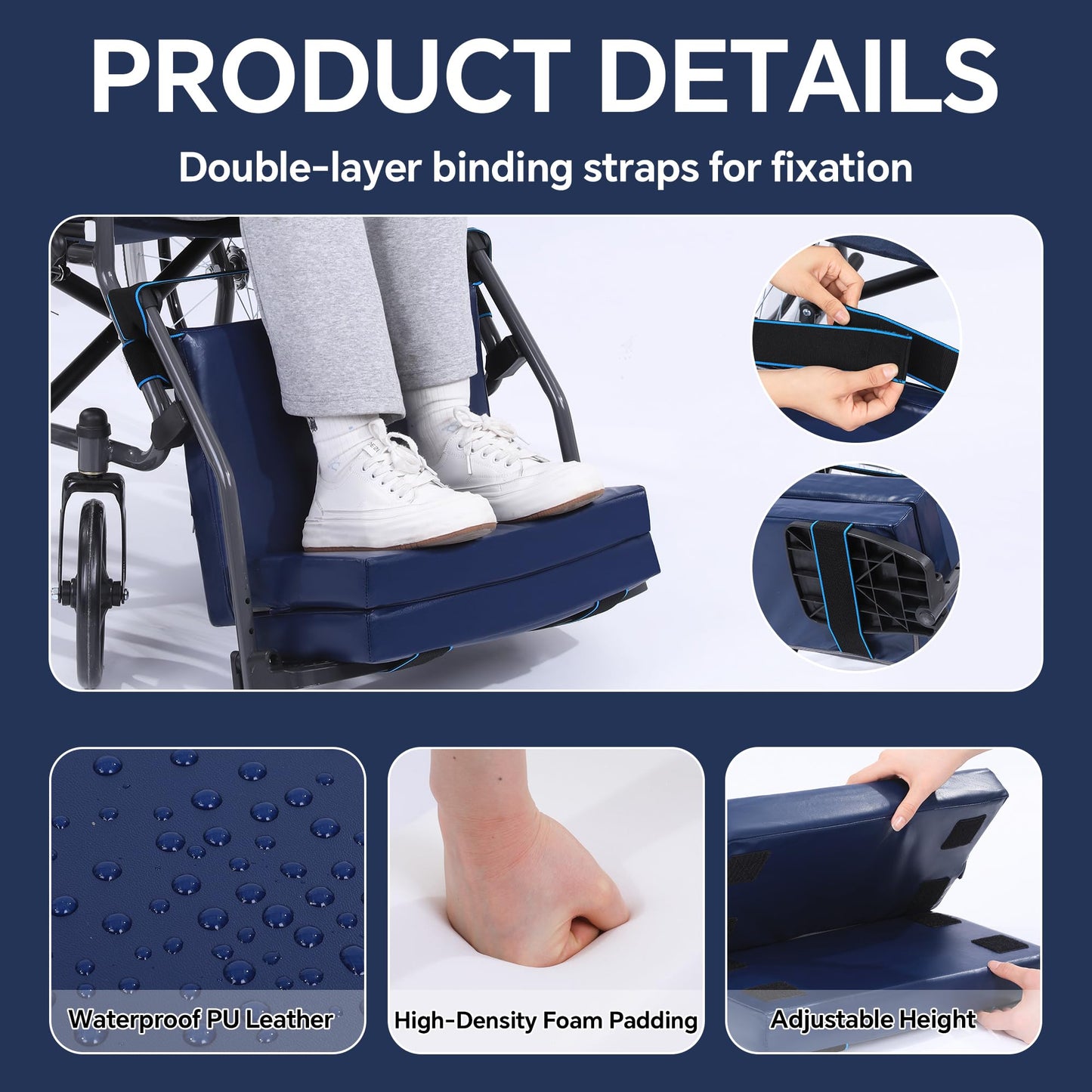 Hombys Health Adjustable Height Wheelchair Footrest