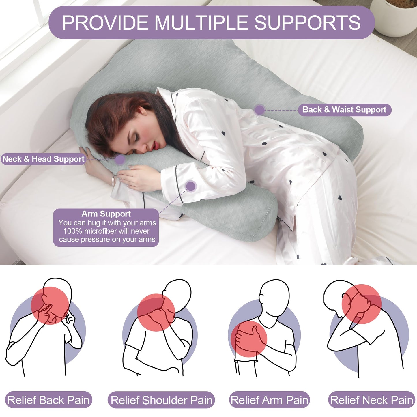 Hombys Health Cooling U-Shaped Body Pillow for Neck & Shoulder Support