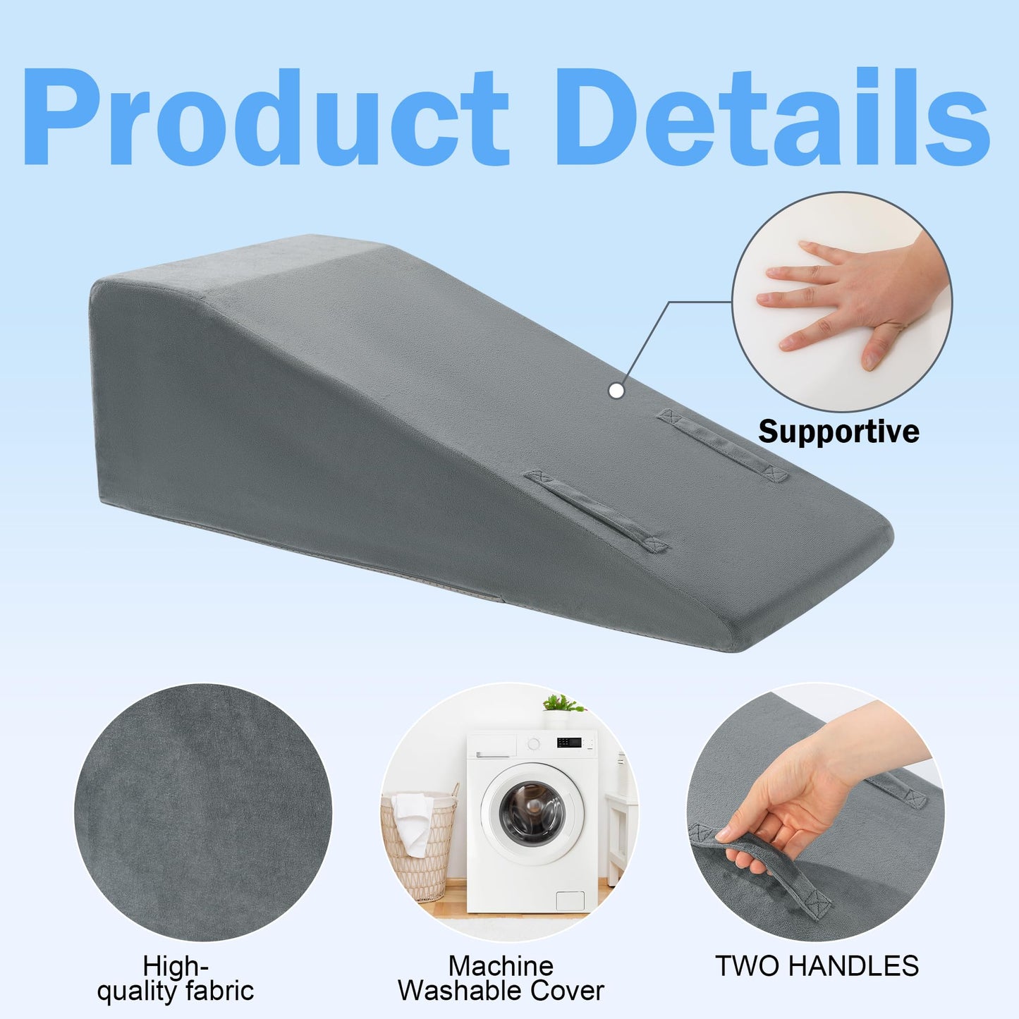Hombys Health Leg Elevation Pillow – Post Surgery Knee Recovery Support with Handle, Leg Lifter for Blood Circulation & Knee Replacement Recovery, Hip, Foot & Ankle Support