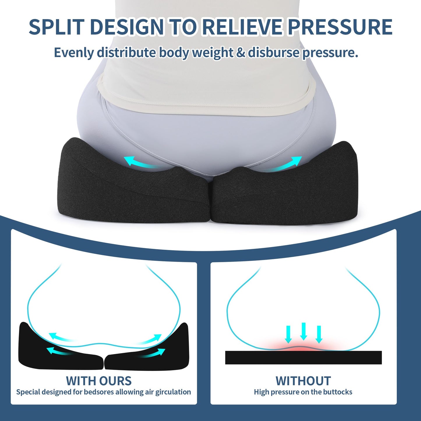 Hombys Health Memory Foam Bed Sore Cushion for Butt