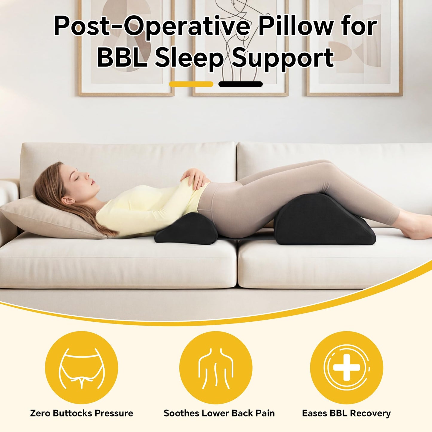 Hombys Health Adjustable BBL Pillow Set – For Brazilian Butt Lift Recovery – Customizable Fit with Strap, Zero Pressure on Hips During Sleep