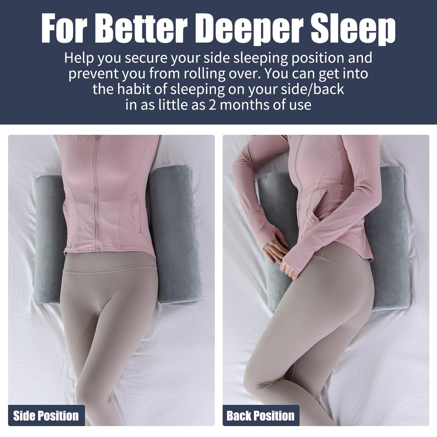 Hombys Health Memory Foam Sleep Position Training Pillow (Half Moon Bolster)