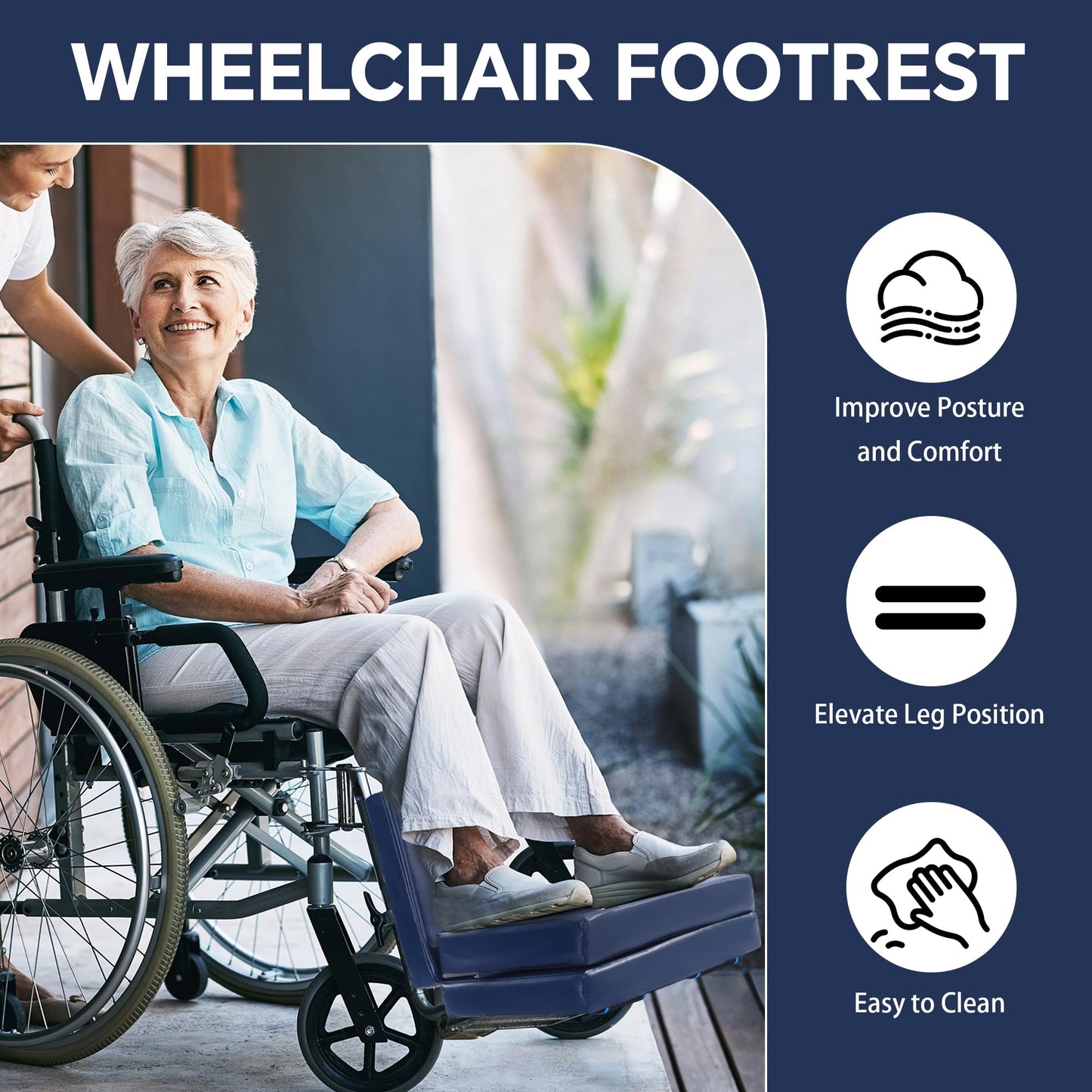 Hombys Health Adjustable Height Wheelchair Footrest