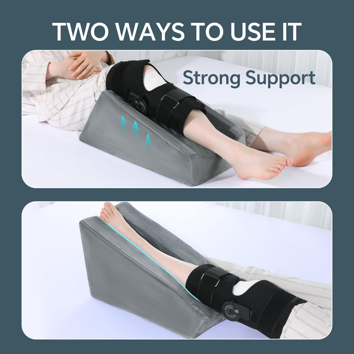 Hombys Health Leg Elevation Pillow – Knee Replacement Recovery Aid with Pockets & Handles, Post Surgery Support for Hip, Ankle & Foot Recovery