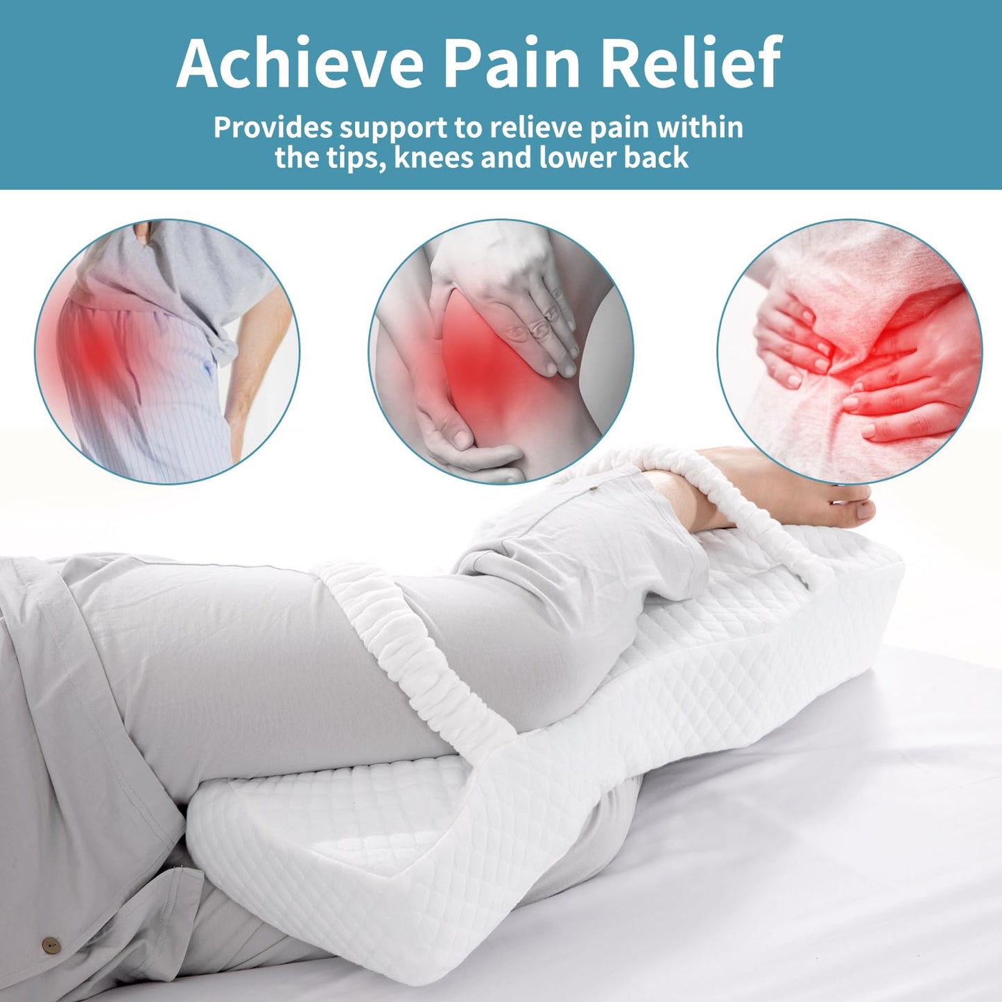 Hombys Health Knee Pillow for Side Sleepers – Memory Foam Leg Support Pillow with Strap for Better Body Alignment, Hip Comfort & Lower Back Pain Relief