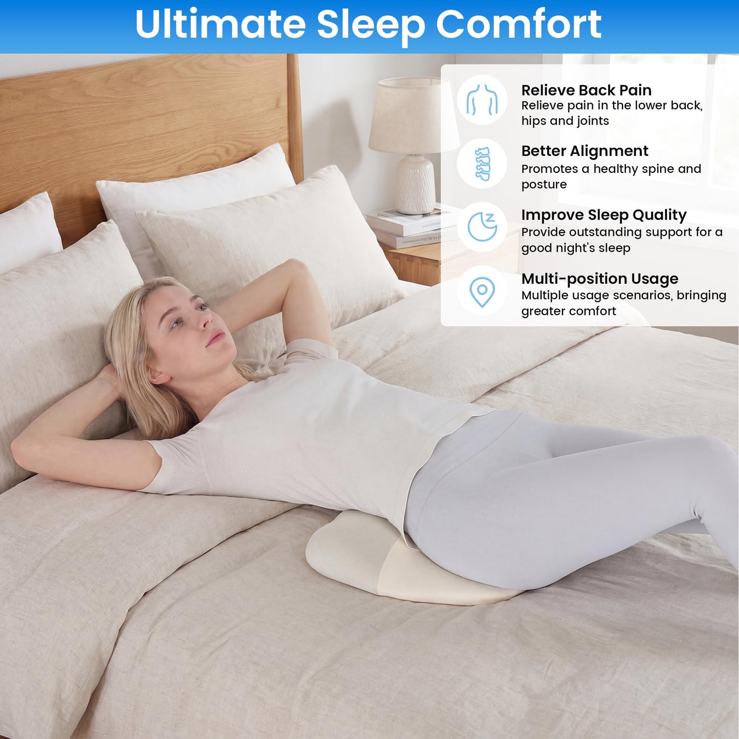 Hombys Health Memory Foam Lumbar Pillow for Bed