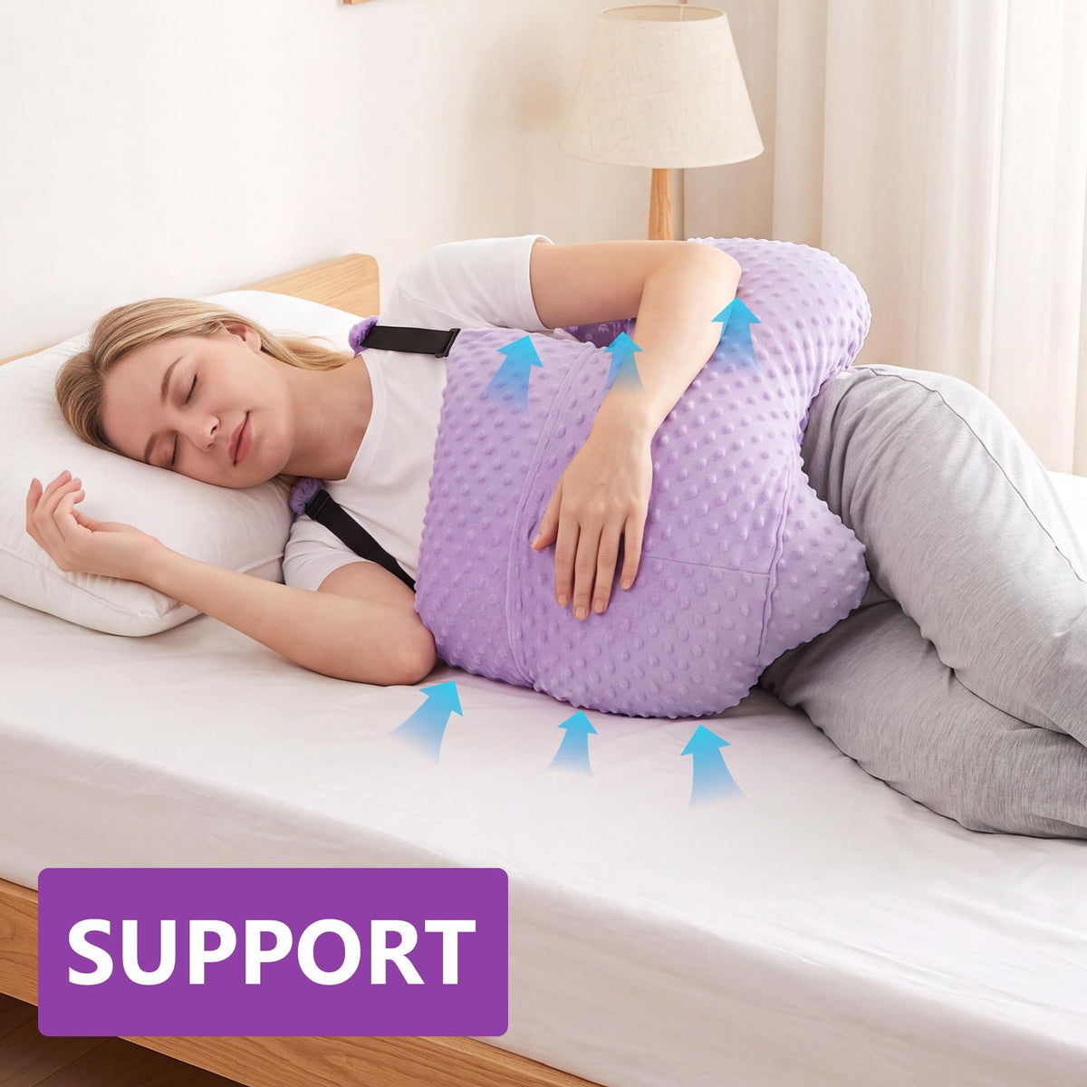 Hombys Health Hysterectomy Pillow for Side Sleeping – Shredded Memory Foam Abdominal Surgery Recovery Pillow with Gel Pack