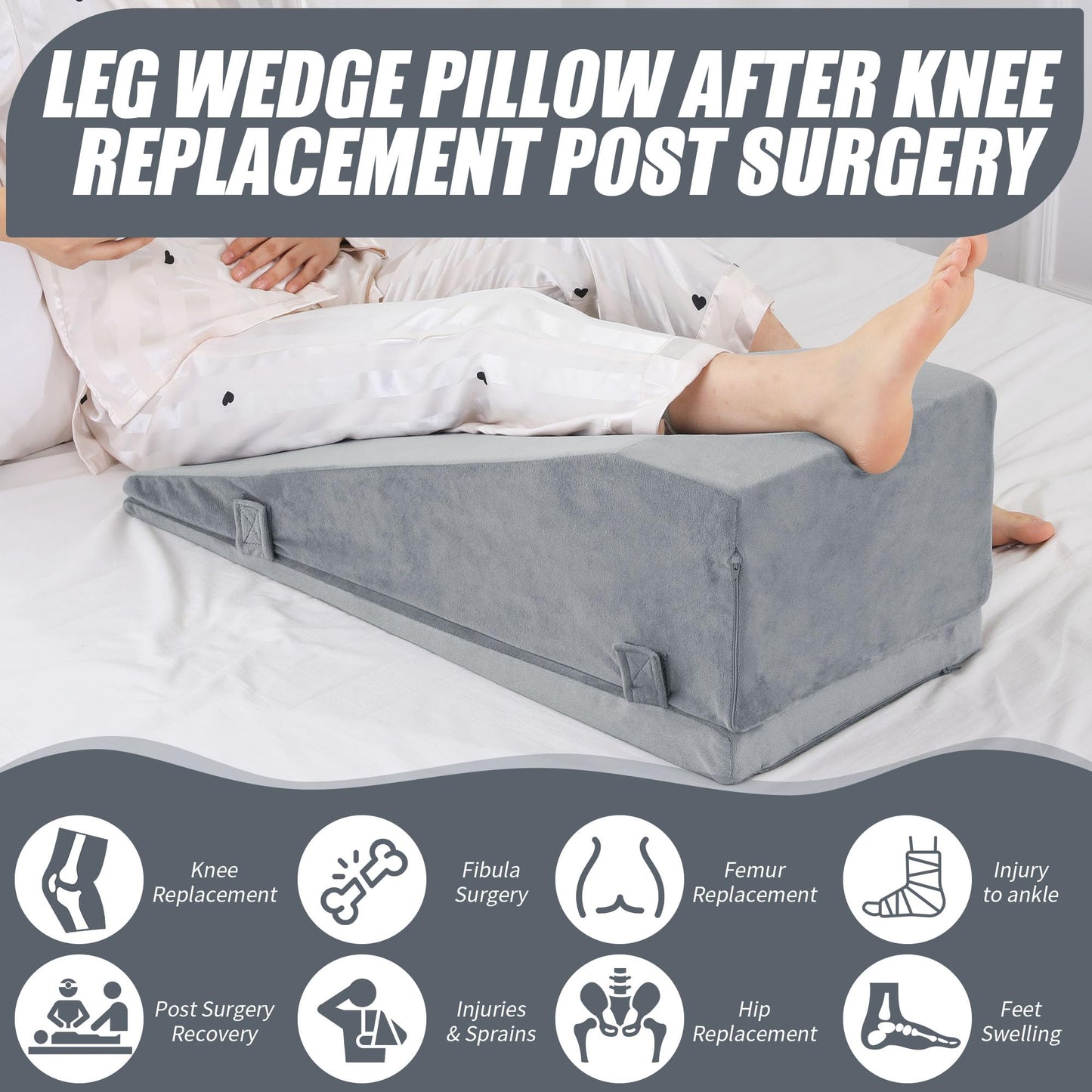 Hombys Health Leg Elevation Pillow – Adjustable Two Heights for Knee & Hip Recovery, Keeps Your Leg Above Heart Level