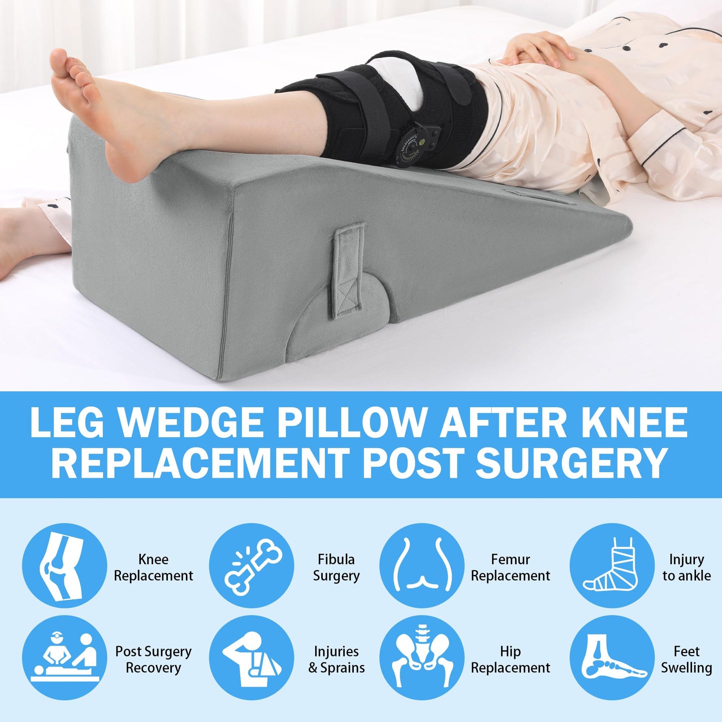 Hombys Health Knee Replacement Pillow – Different Height Leg Support for Knee Surgery Recovery, Hip, Foot & Ankle Recovery Aid
