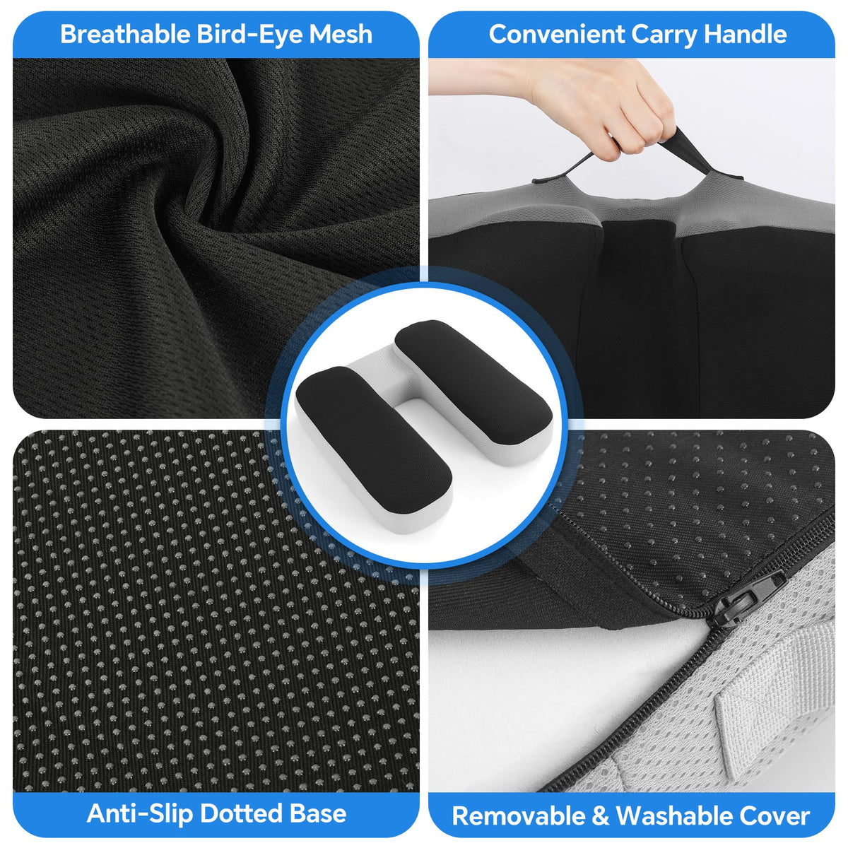 Hombys Health Prostate Cushion for Men – V-Shaped Ergonomic Seat Cushion, Tailbone, Hemorrhoid & Pressure Relief Pillow with Non-Slip Bottom